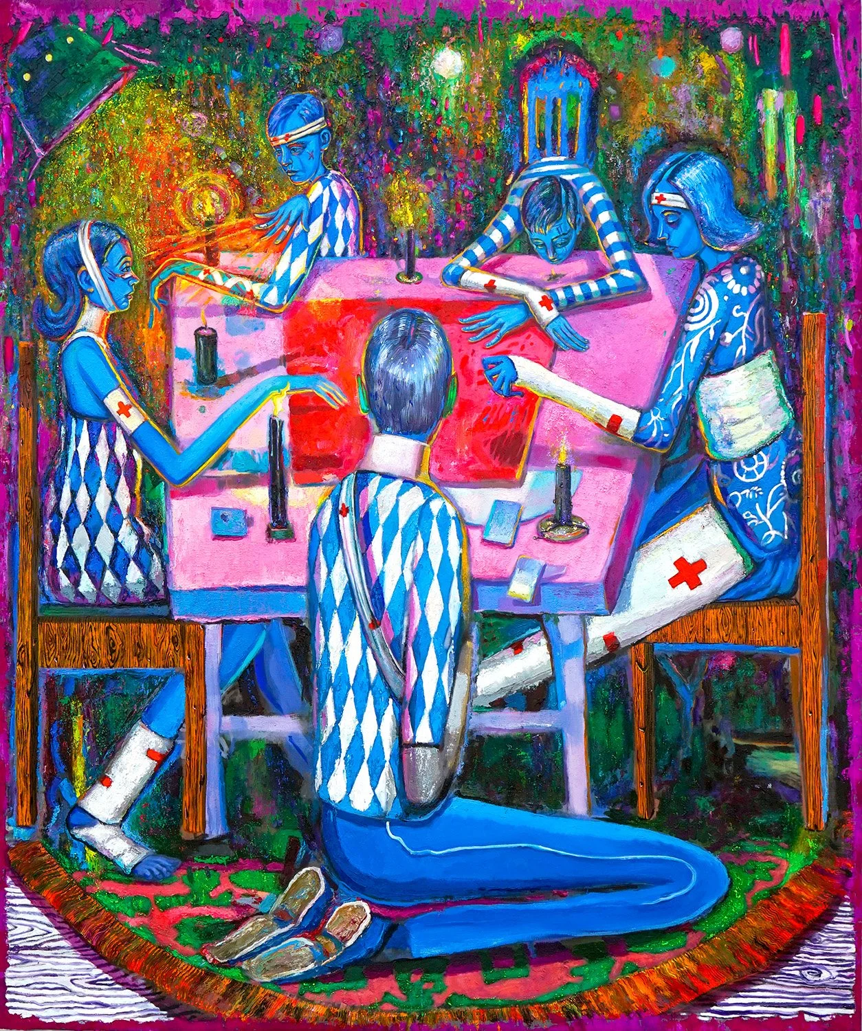 Both Ends, Oil and Acrylic on Vinyl, 60"x 72", 2021