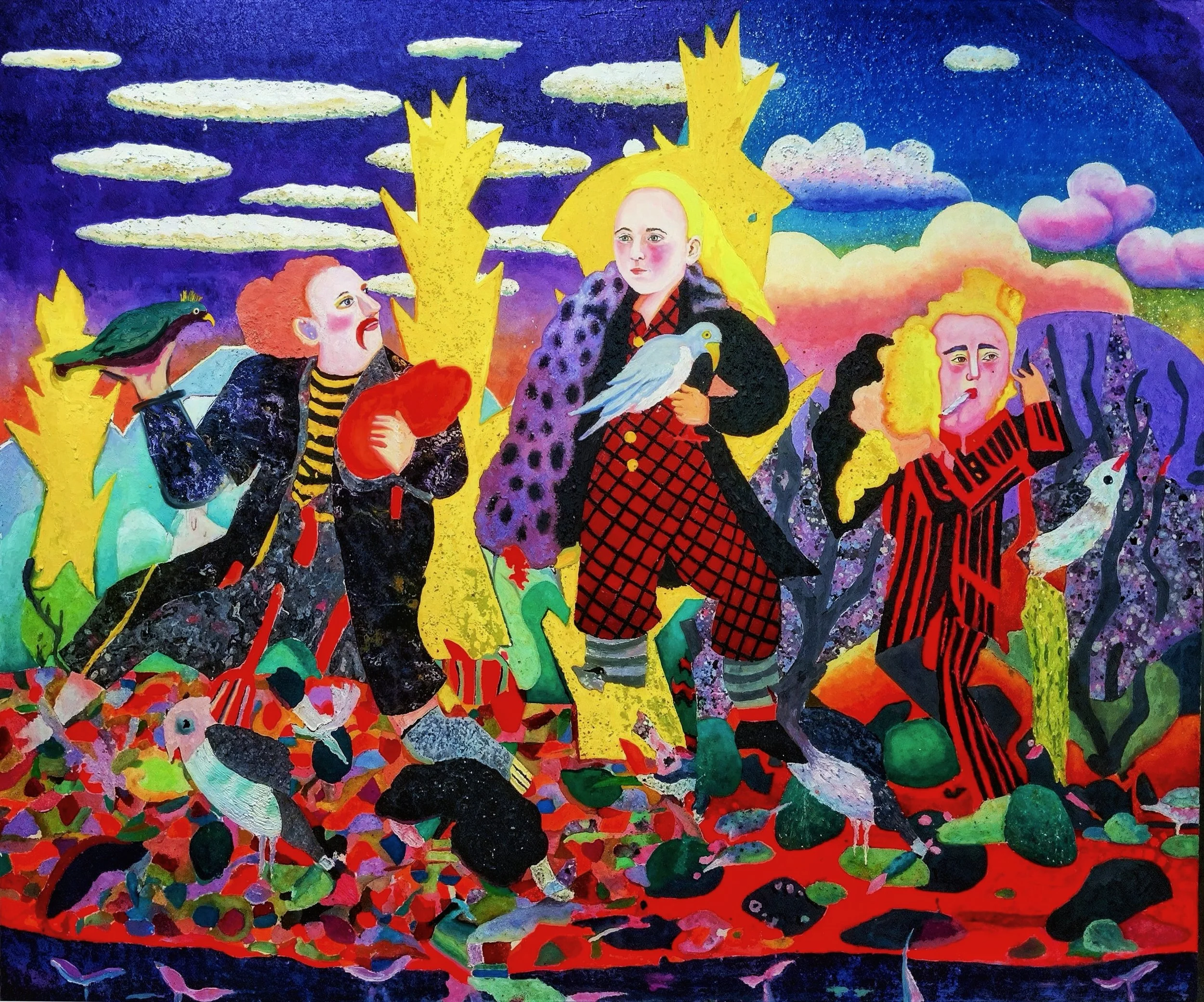 Rare Birds, Oil and Acrylic on Canvas, 60"x 72", 2023