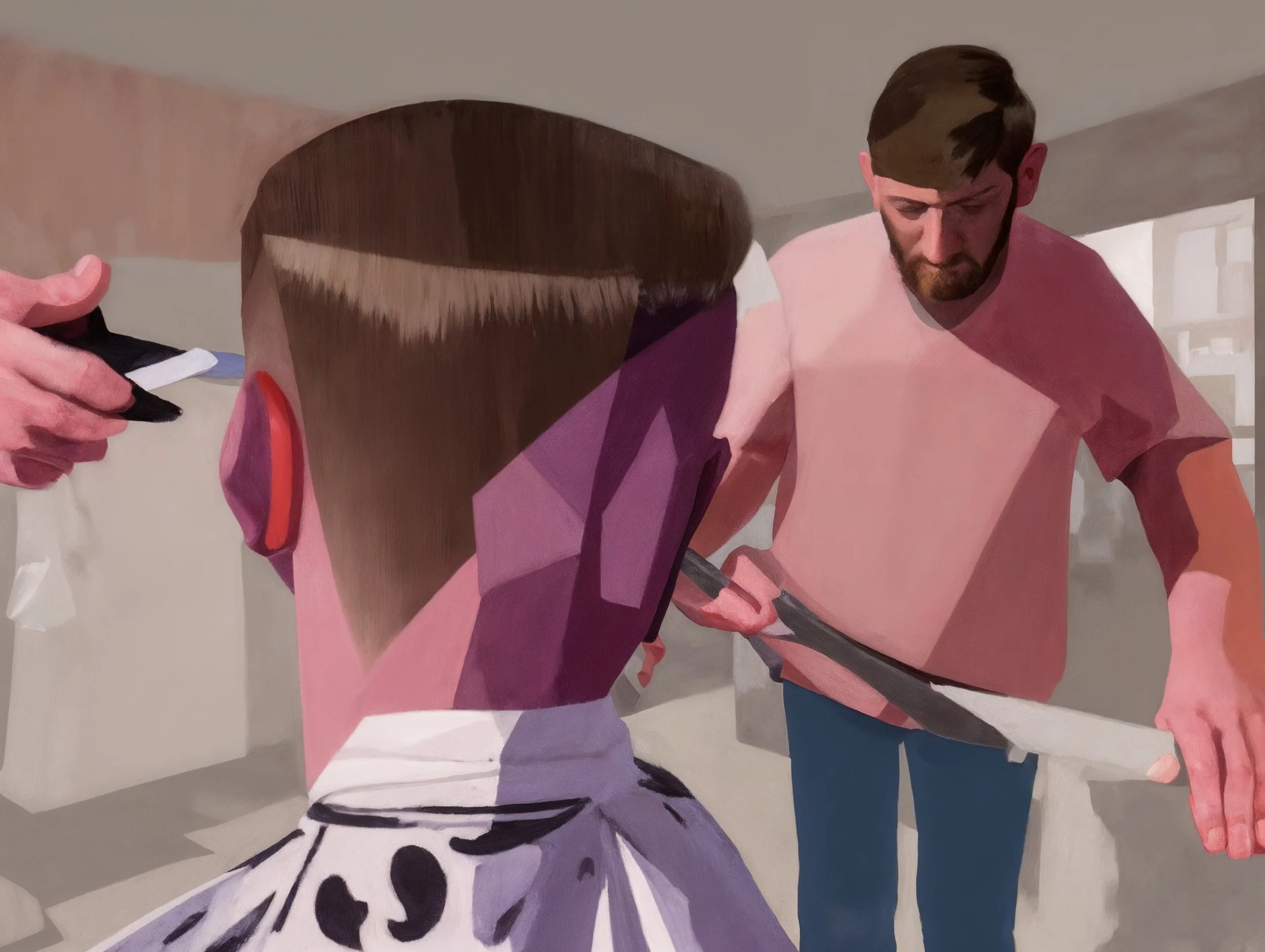 magnific-V5gPVcSozBgcEf5NbUZw-getting a haircut in a patterned smock  the style of fgrsptg. full body.jpeg