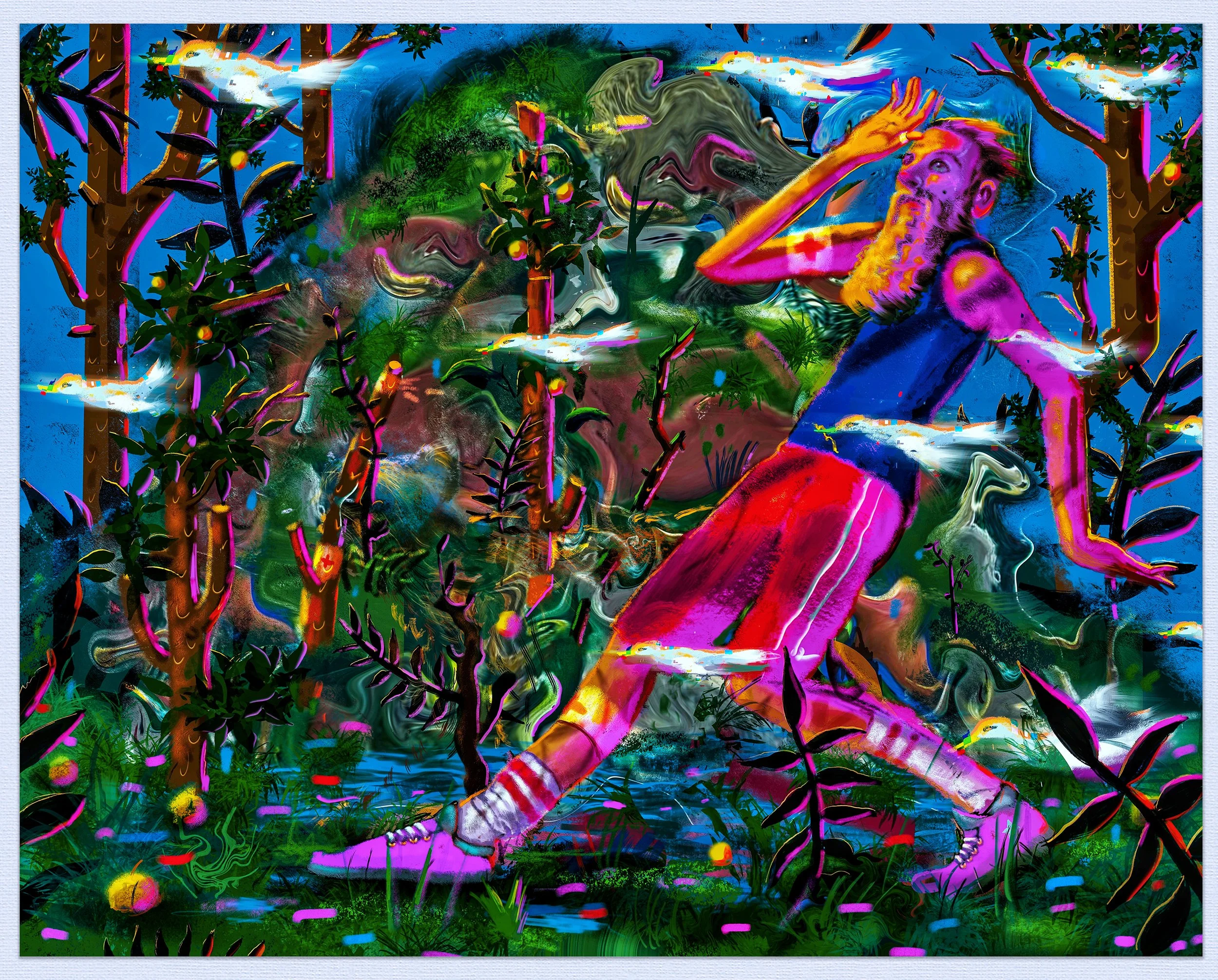 Going South, Oil, Acrylic, Gouache on Canvas, 44"x 55", 2021