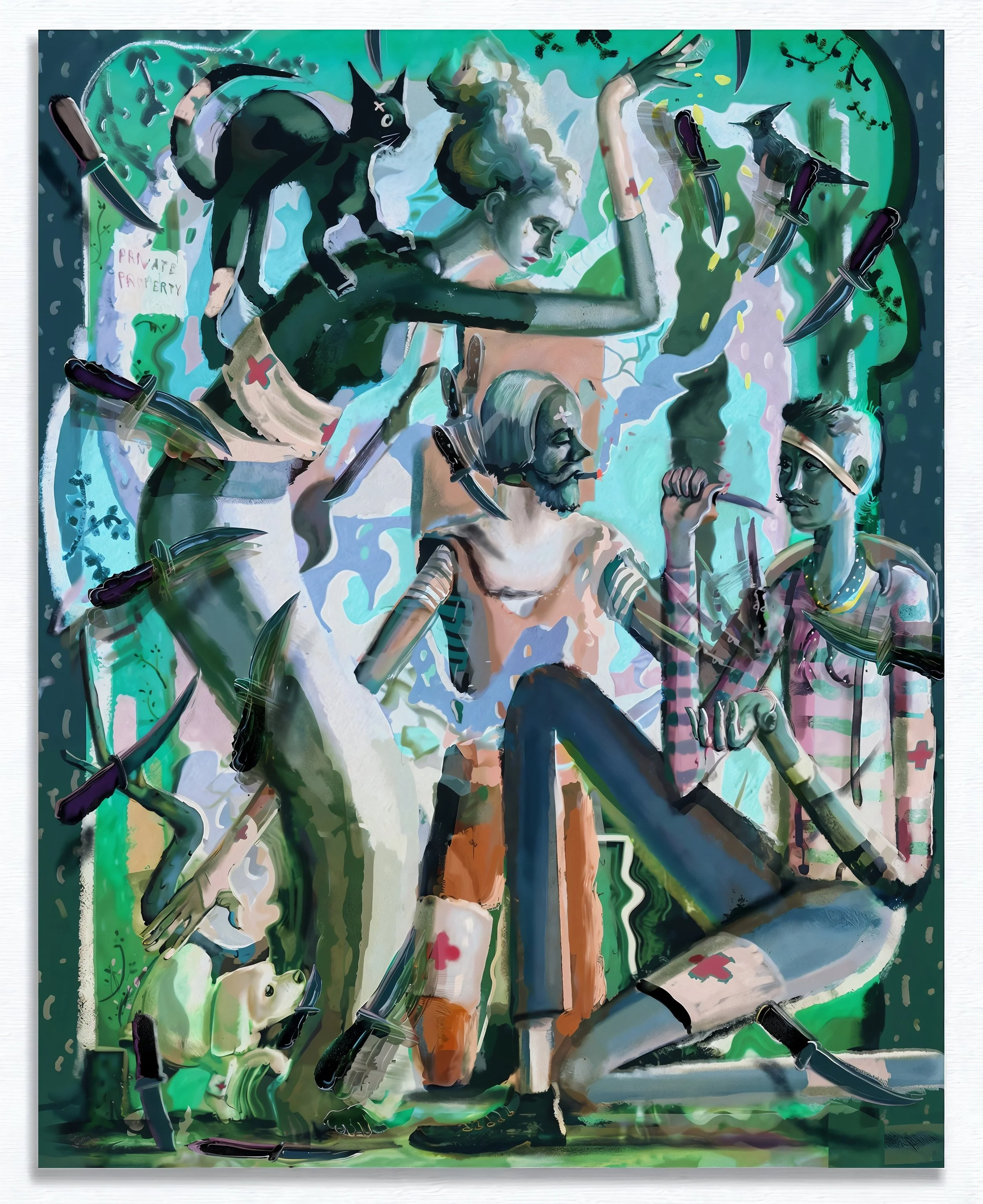 Muscle Memory, Oil and Acrylic on Vinyl, 80” x 64” , 2021