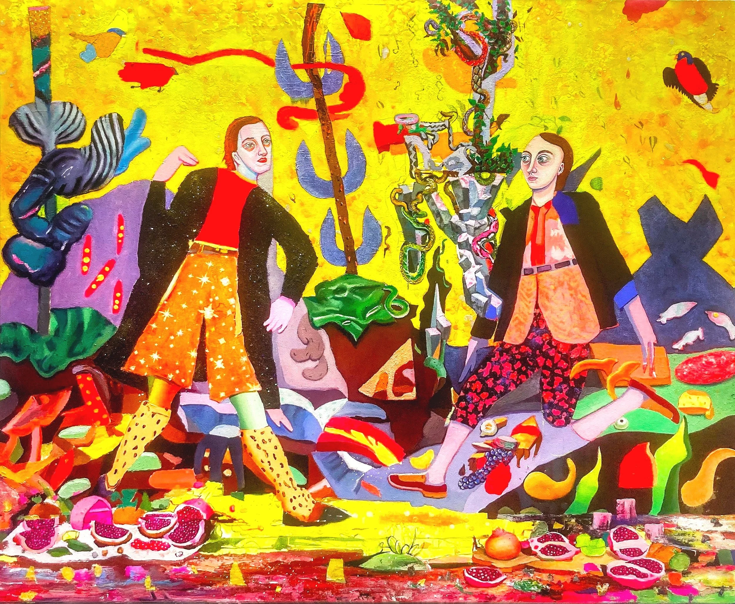 Mincing Words, Oil and Acrylic on Canvas, 50" x 60", 2024