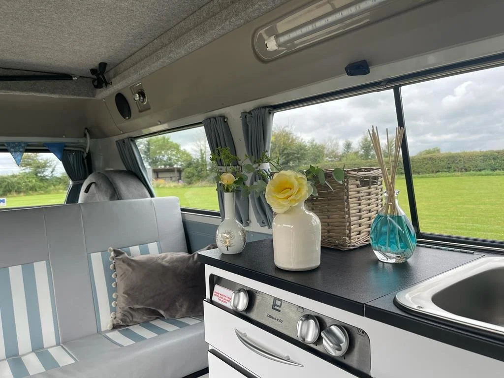 Inside Bluebell Campervan