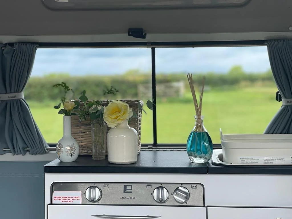 Kitchen in Bluebell Campervan