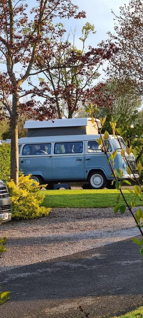 Bluebell campervan pitched