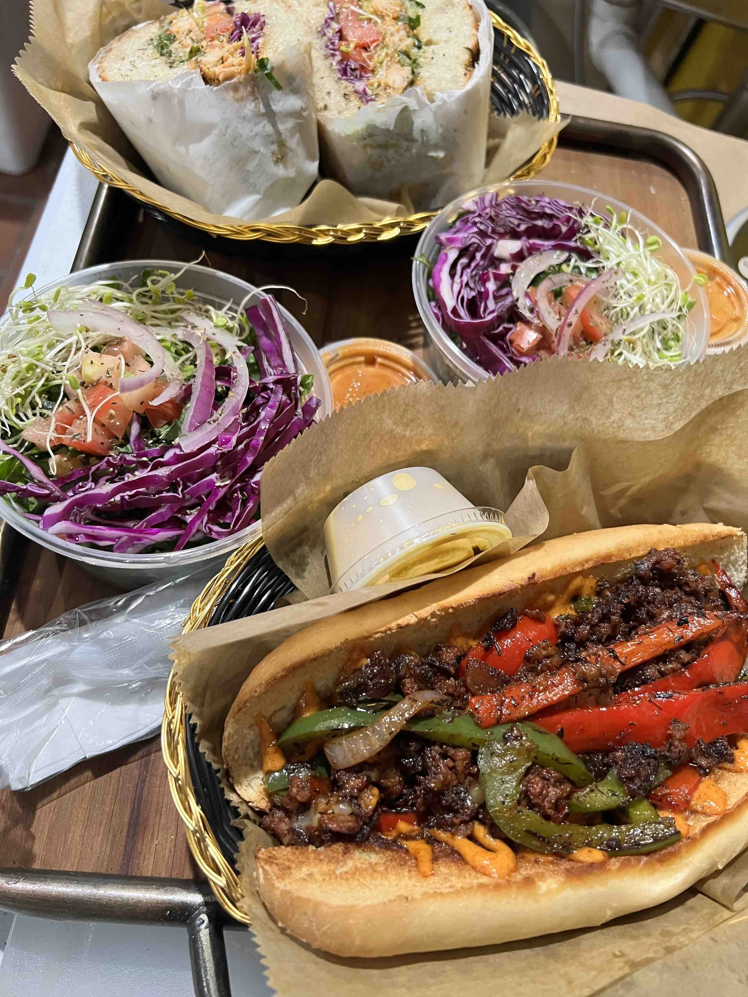 Veggie chipotle panini on a hoagie at rhw vegan cafe in atlanta