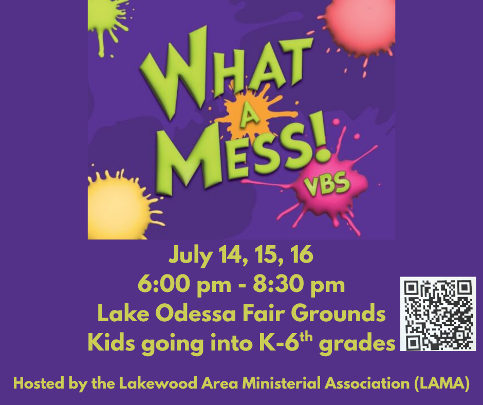 Life can get MESSY...Good News... Jesus loves Messy People! Sign up for VBS with the QR code!