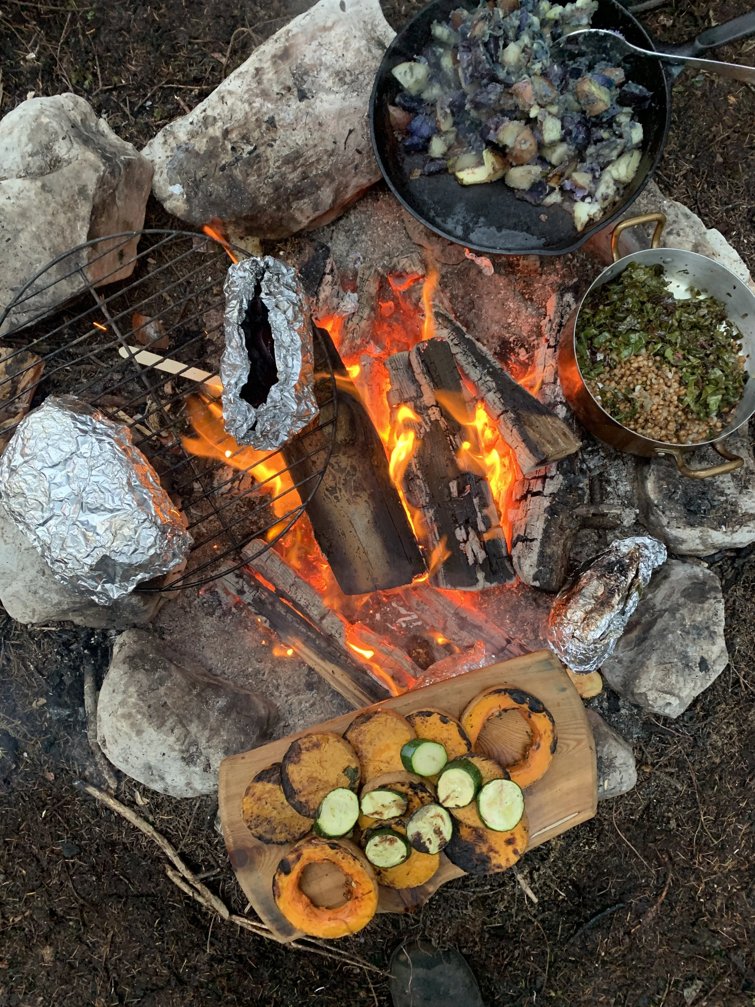 Our typical meals around the fire.
