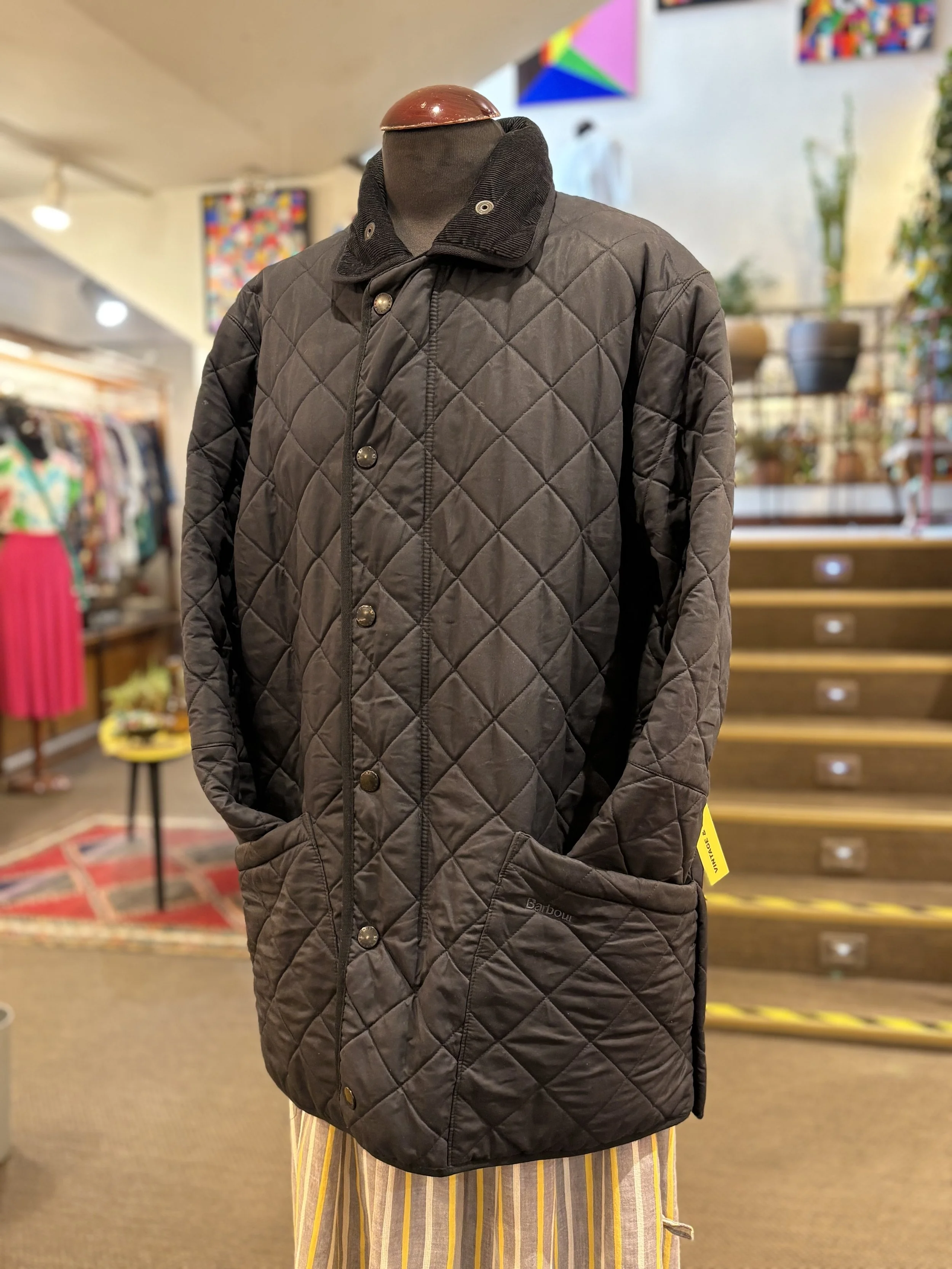 Chaqueta vintage acolchada de Barbour polar quilt color negro quilted jacket barbour