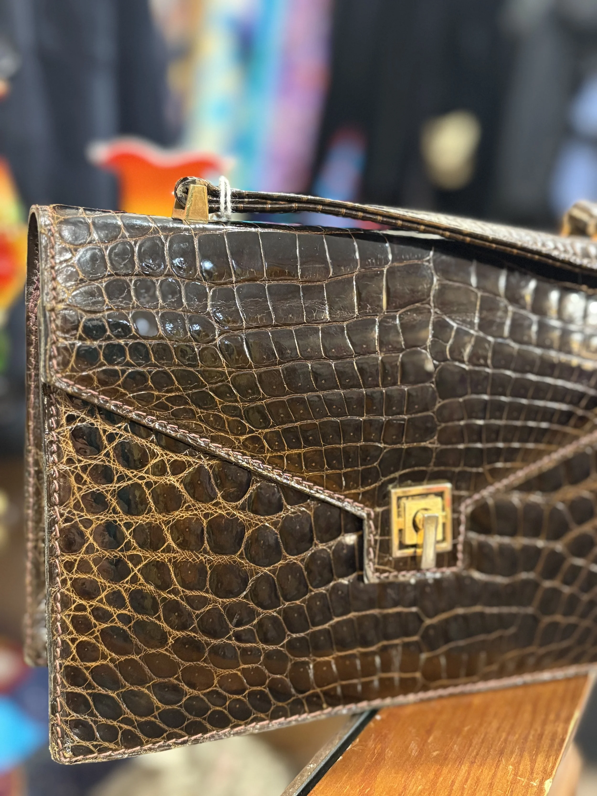 Bolso vintage de piel de cocodrilo made in france años 60