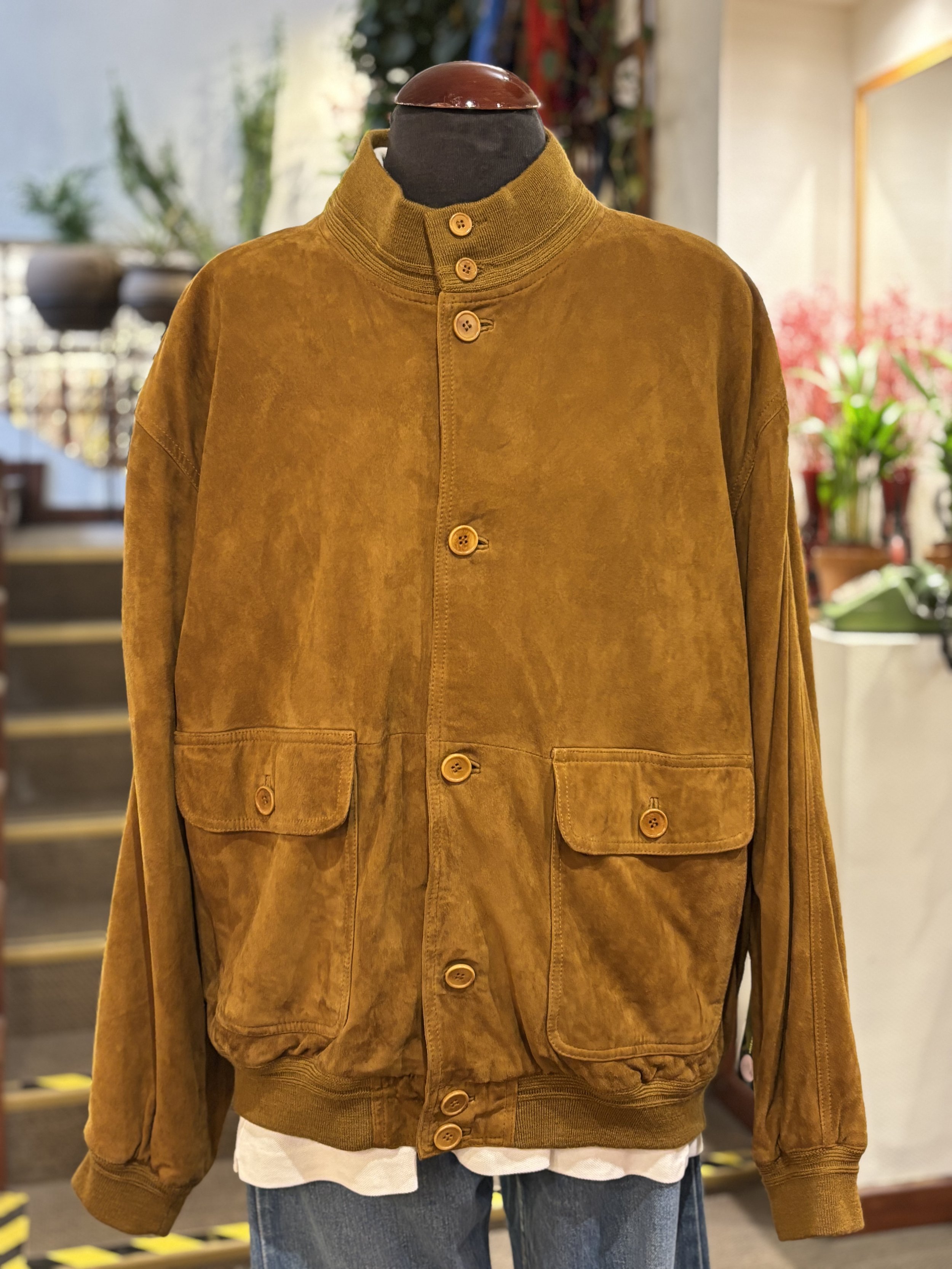 Chaqueta bomber vintage de piel de ante made in italy