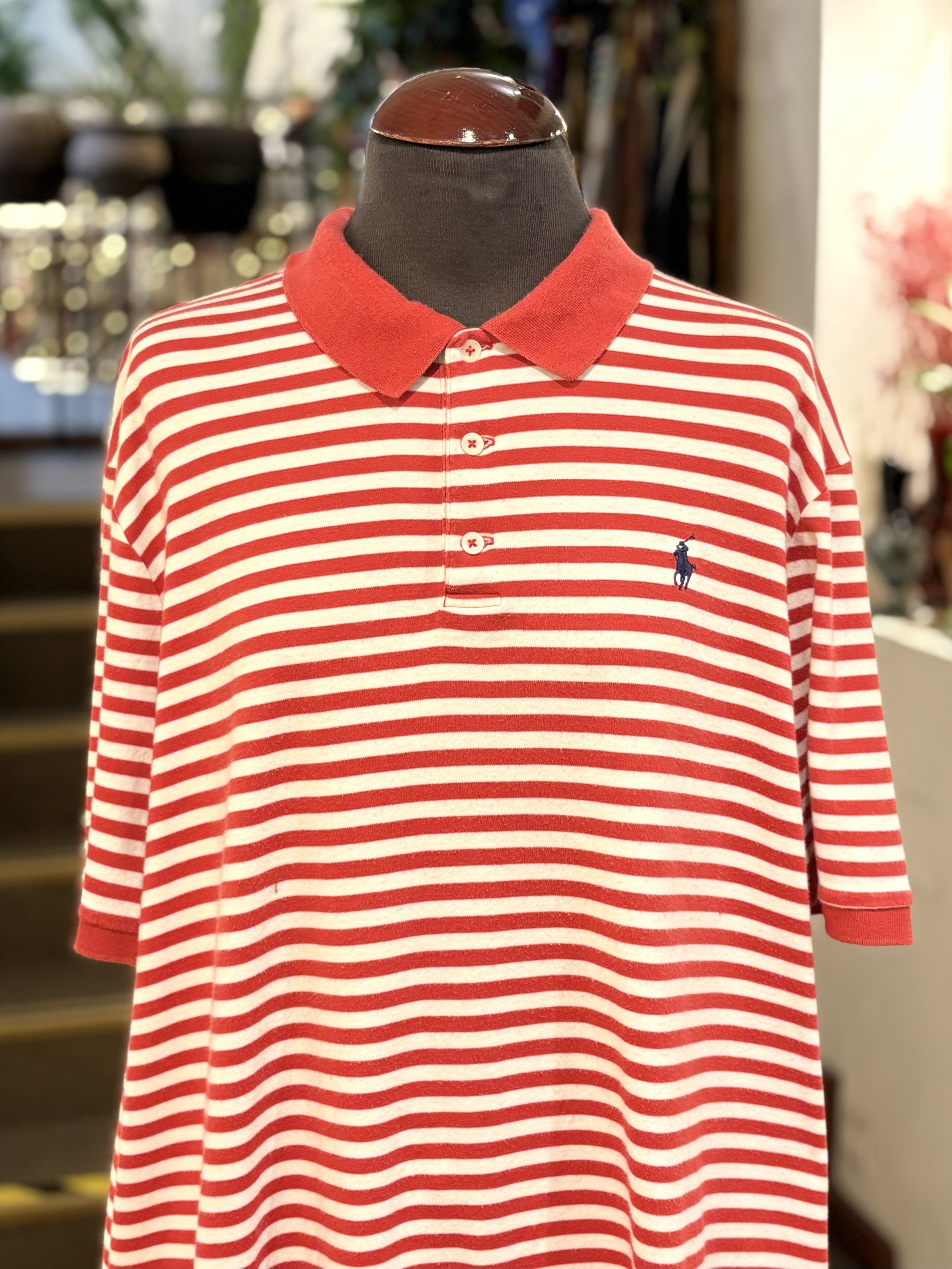 Polo vintage de Ralph Lauren rayas blancas y rojas