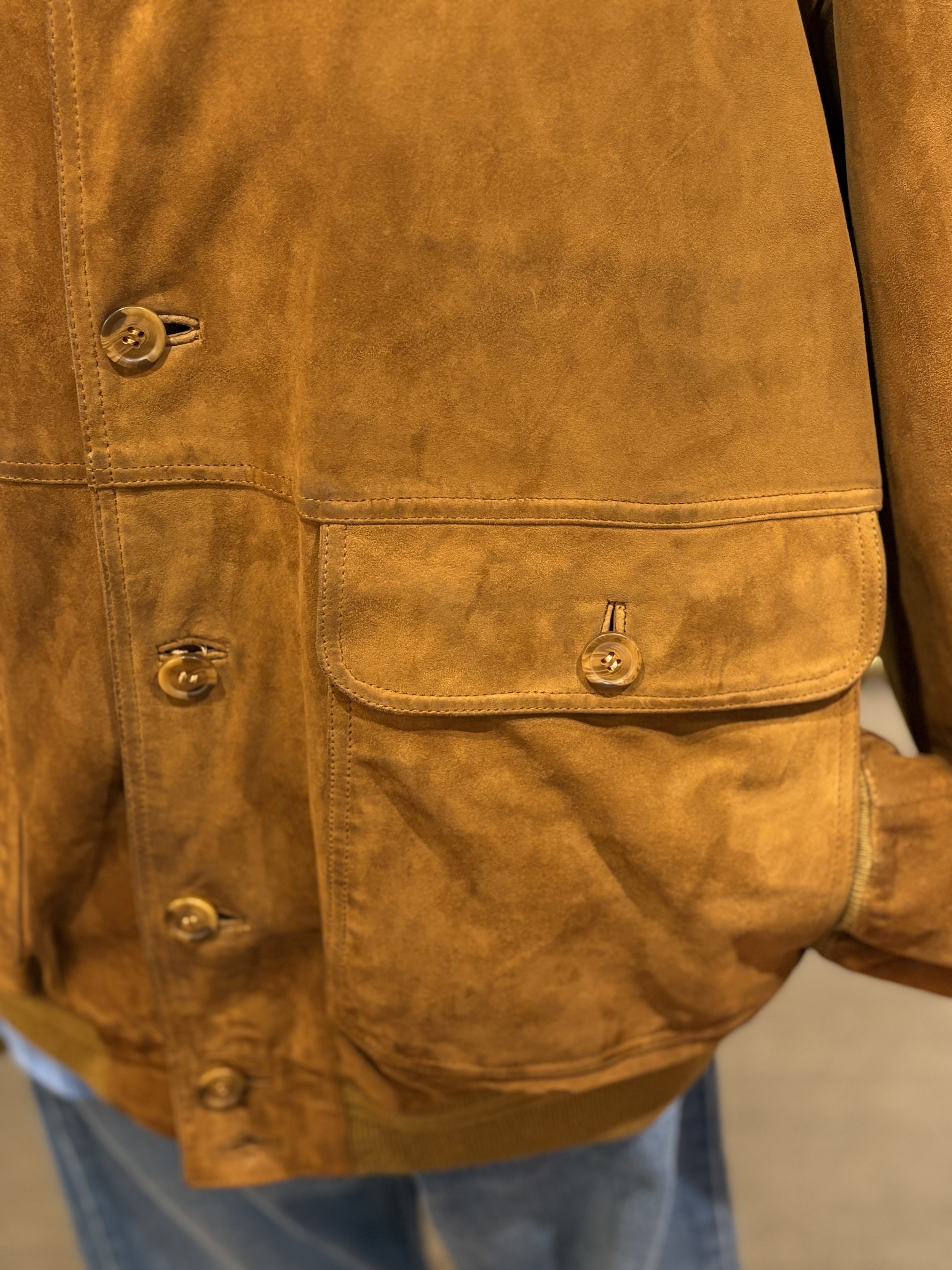 Chaqueta vintage artesana de ante sude jacket vintage bolsillos