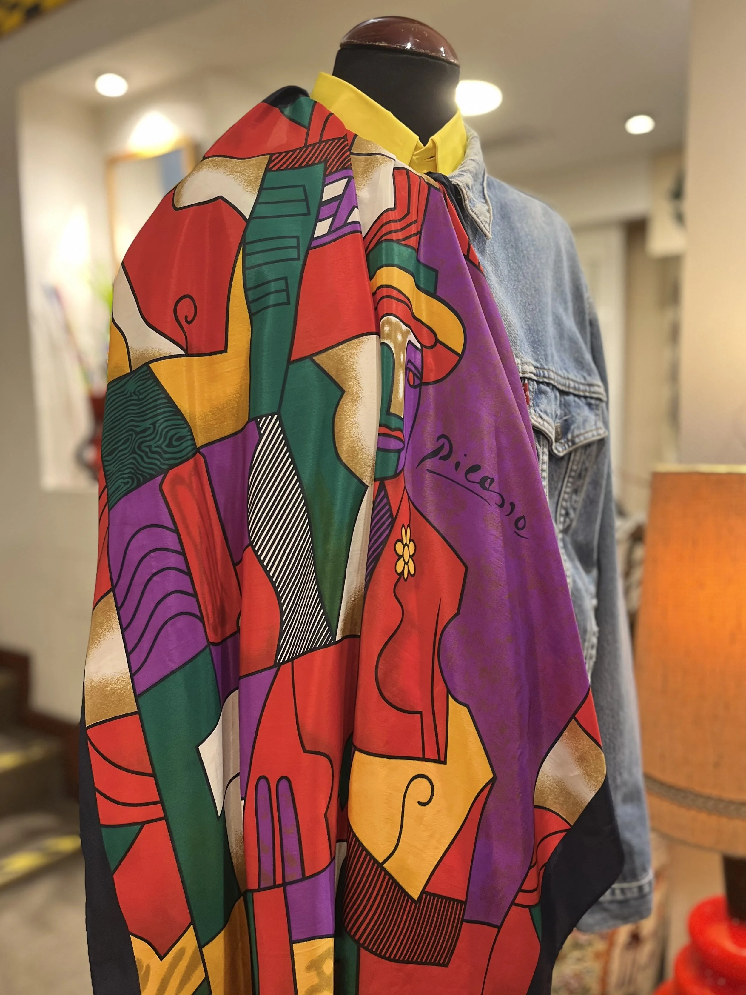 Pañuelo vintage de poliester de Picasso años 80