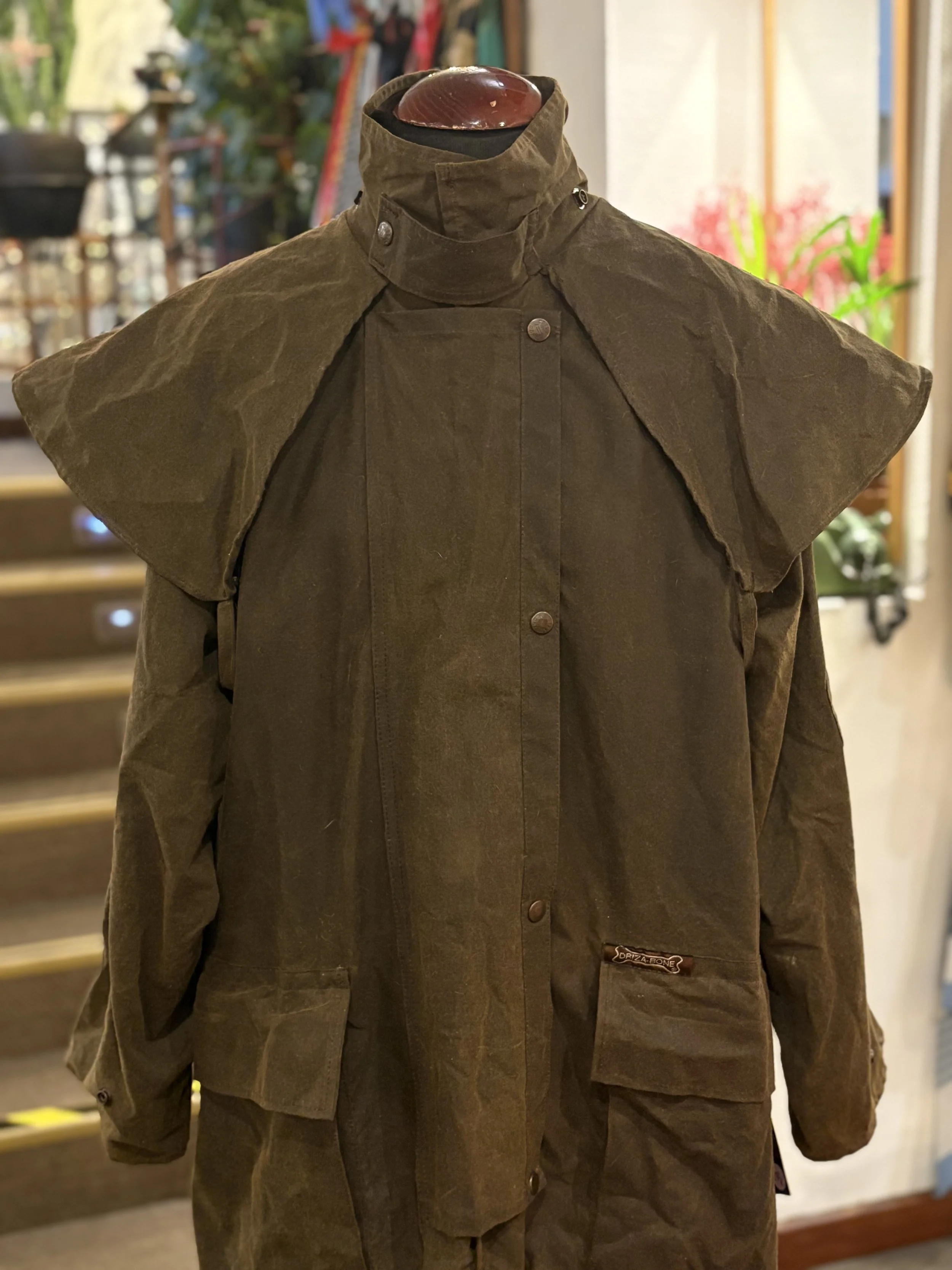 Chaqueta vintage larga encerada de Driza-Bone marrón oscuro años 90