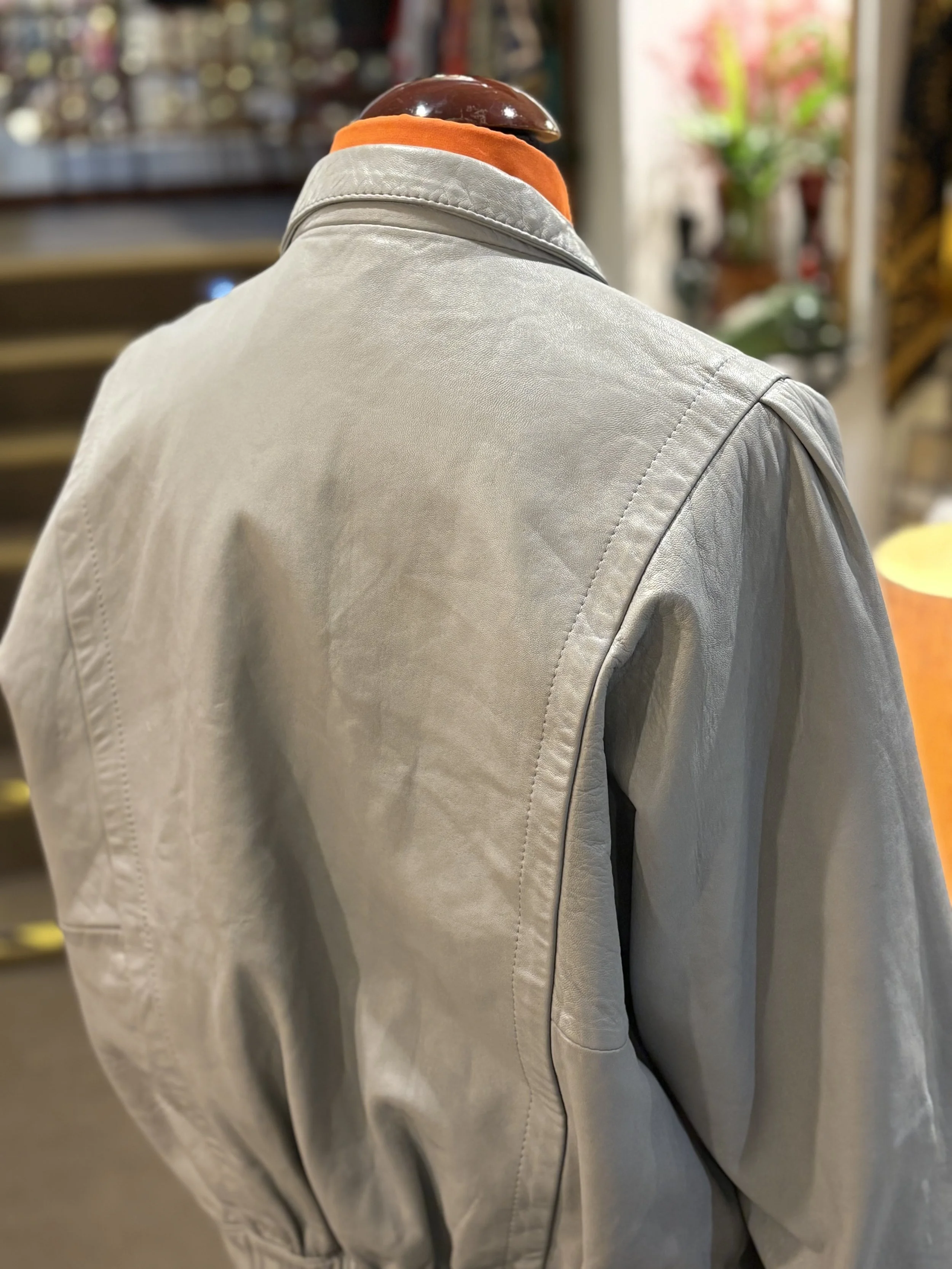 Chaqueta vintage piel de napa años 90 en color gris