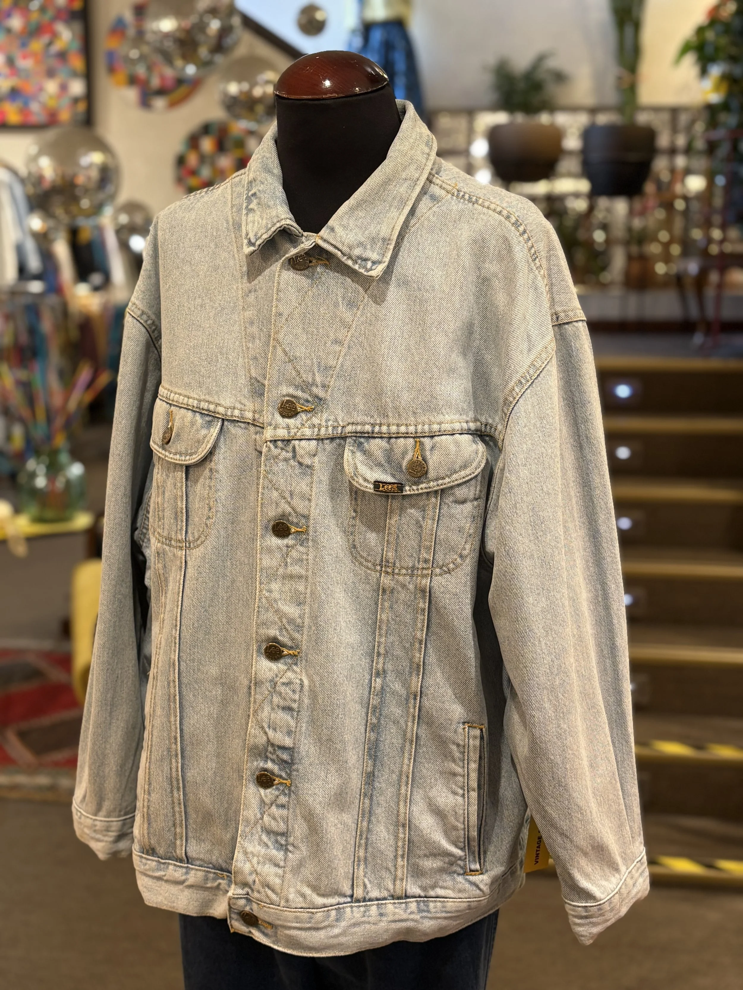 Vintage denim jacket de LEE Riders años 90 bolsillos laterales acid wash sanforized