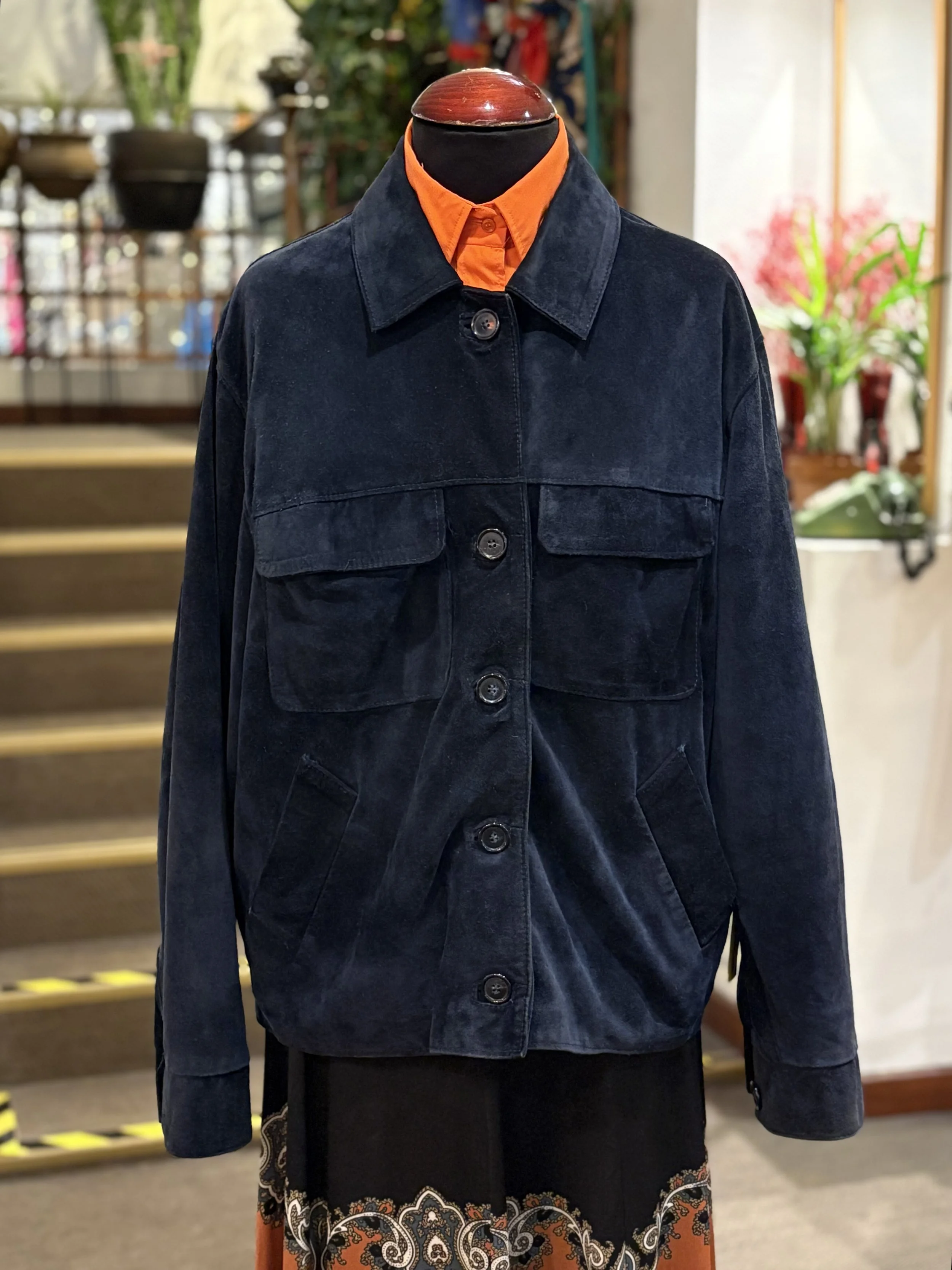 Chaqueta vintage de ante color azul noche años 80/90 made in italy suede jacket night blue
