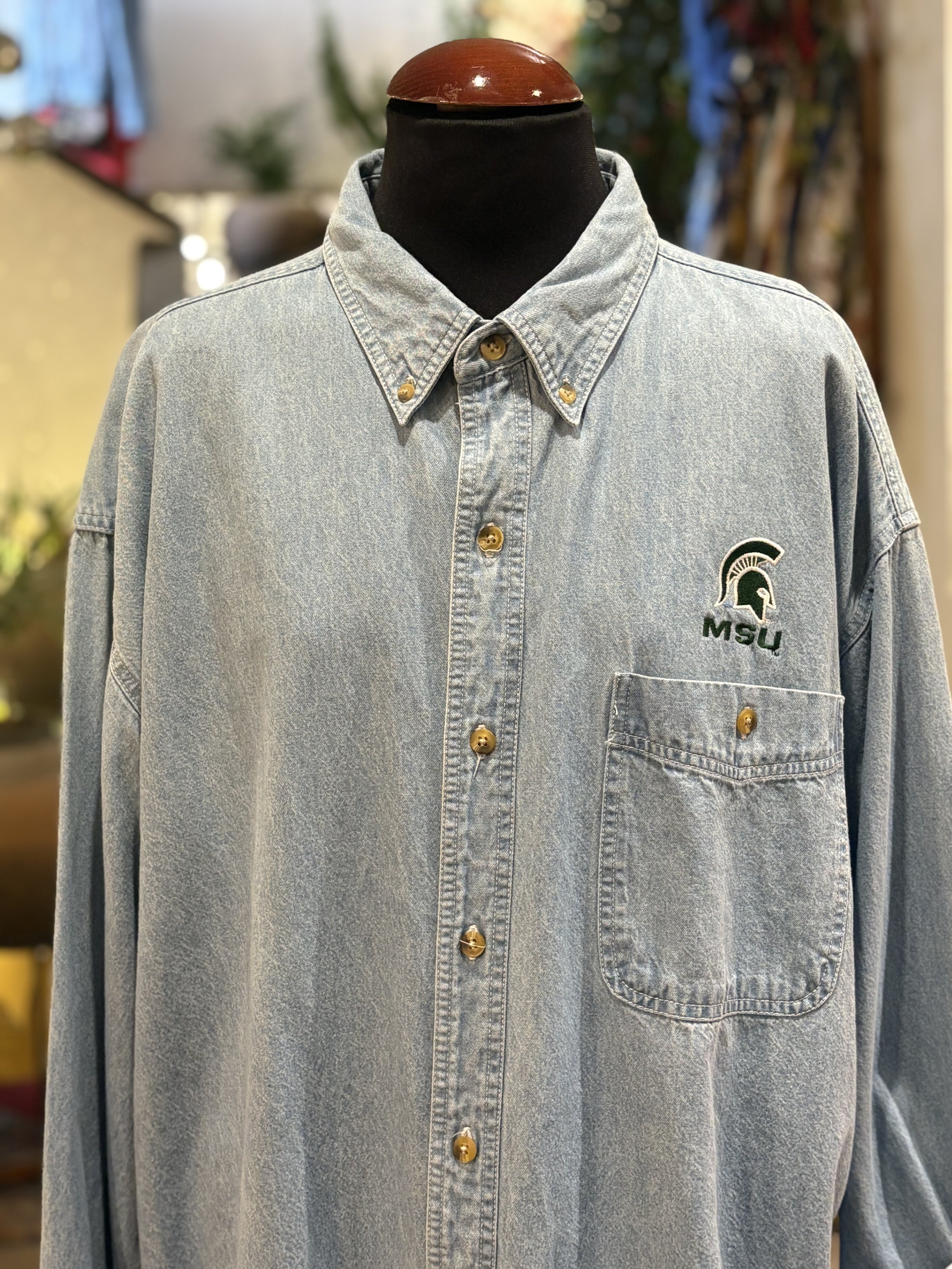 Camisa vintage vaquera de Lee Michigan State Spartans