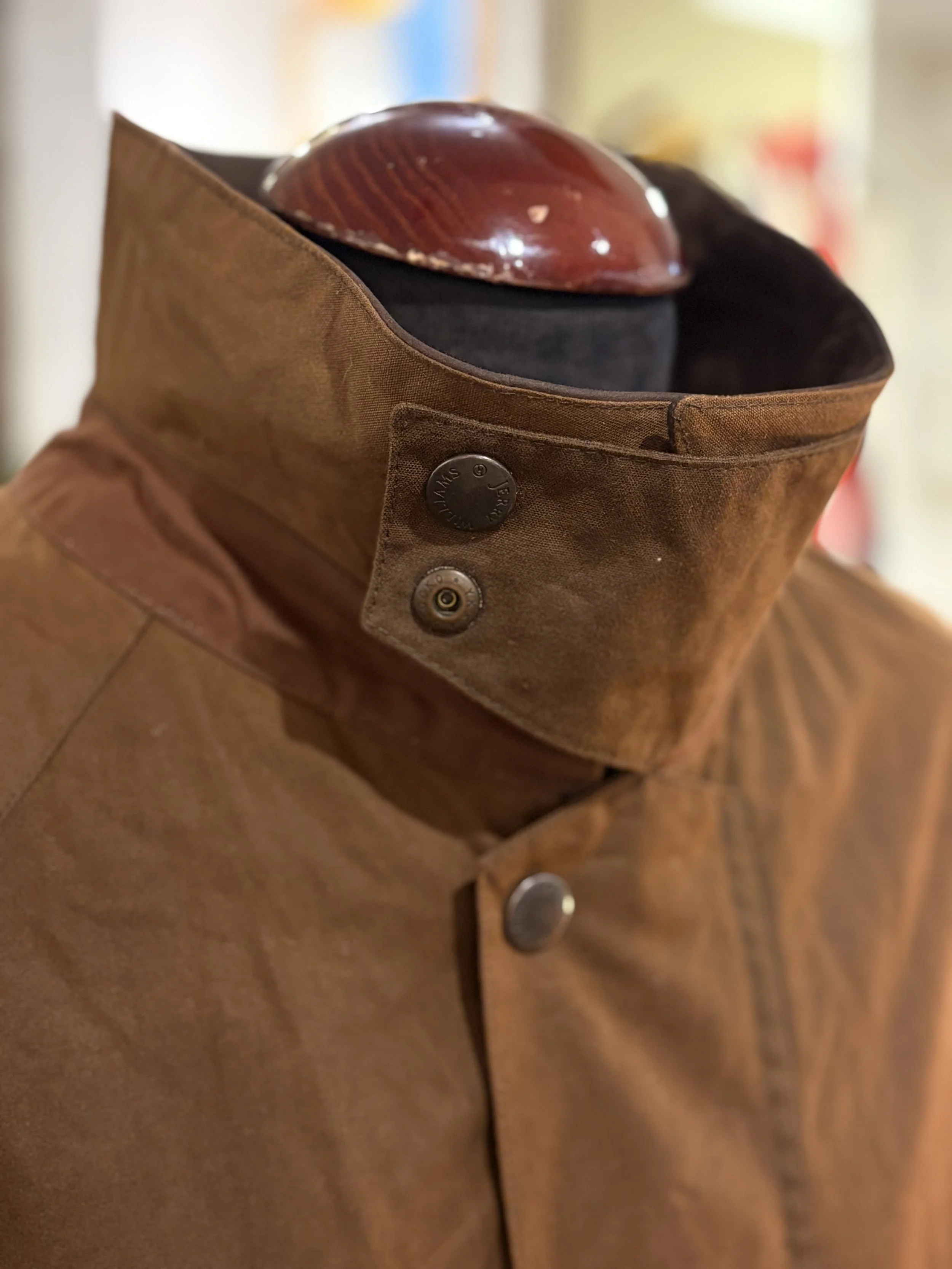 Chaqueta vintage larga encerada Jerry Williams años 90 marrón
