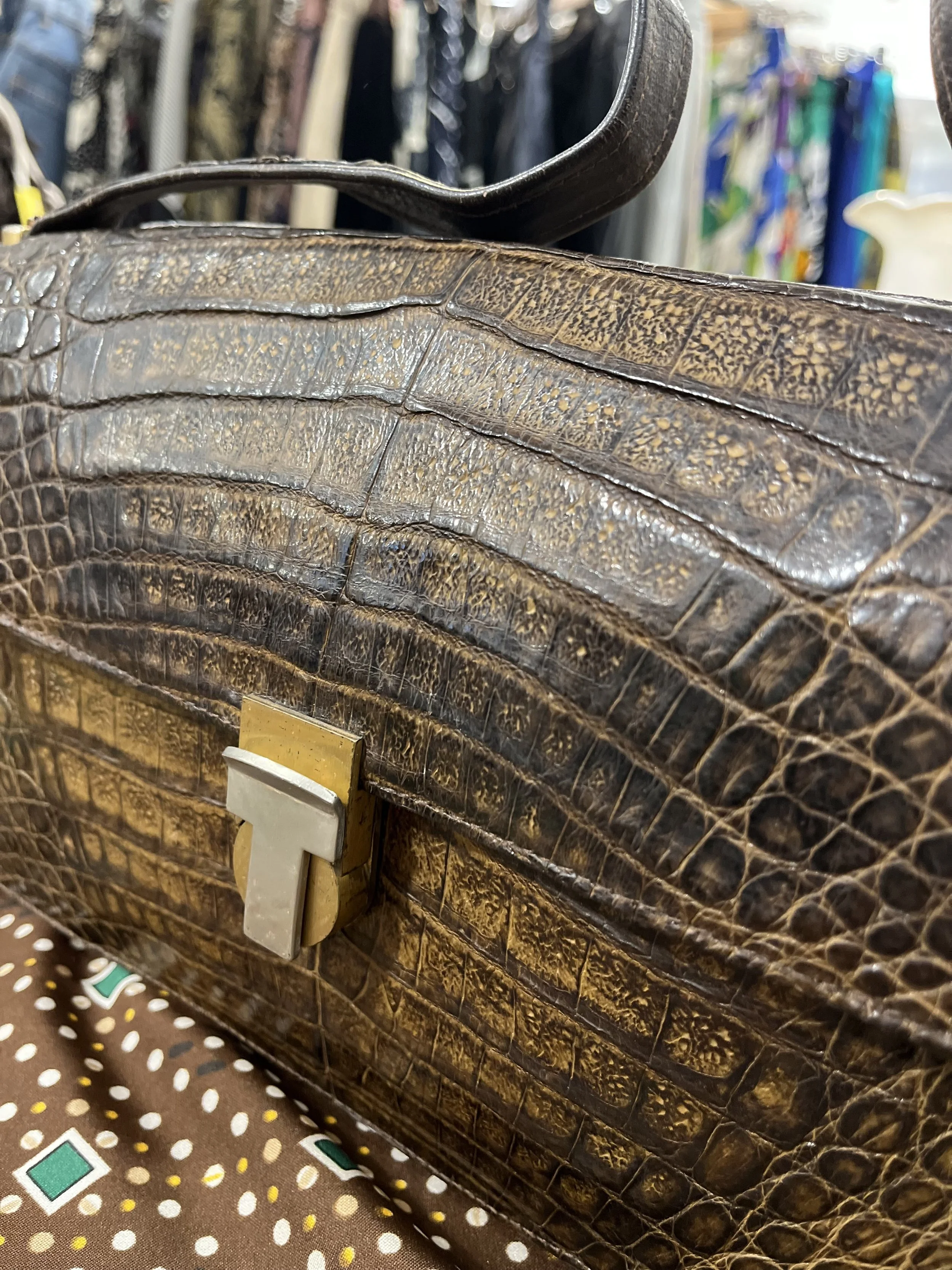 Bolso vintage de piel de cocodrilo años 80