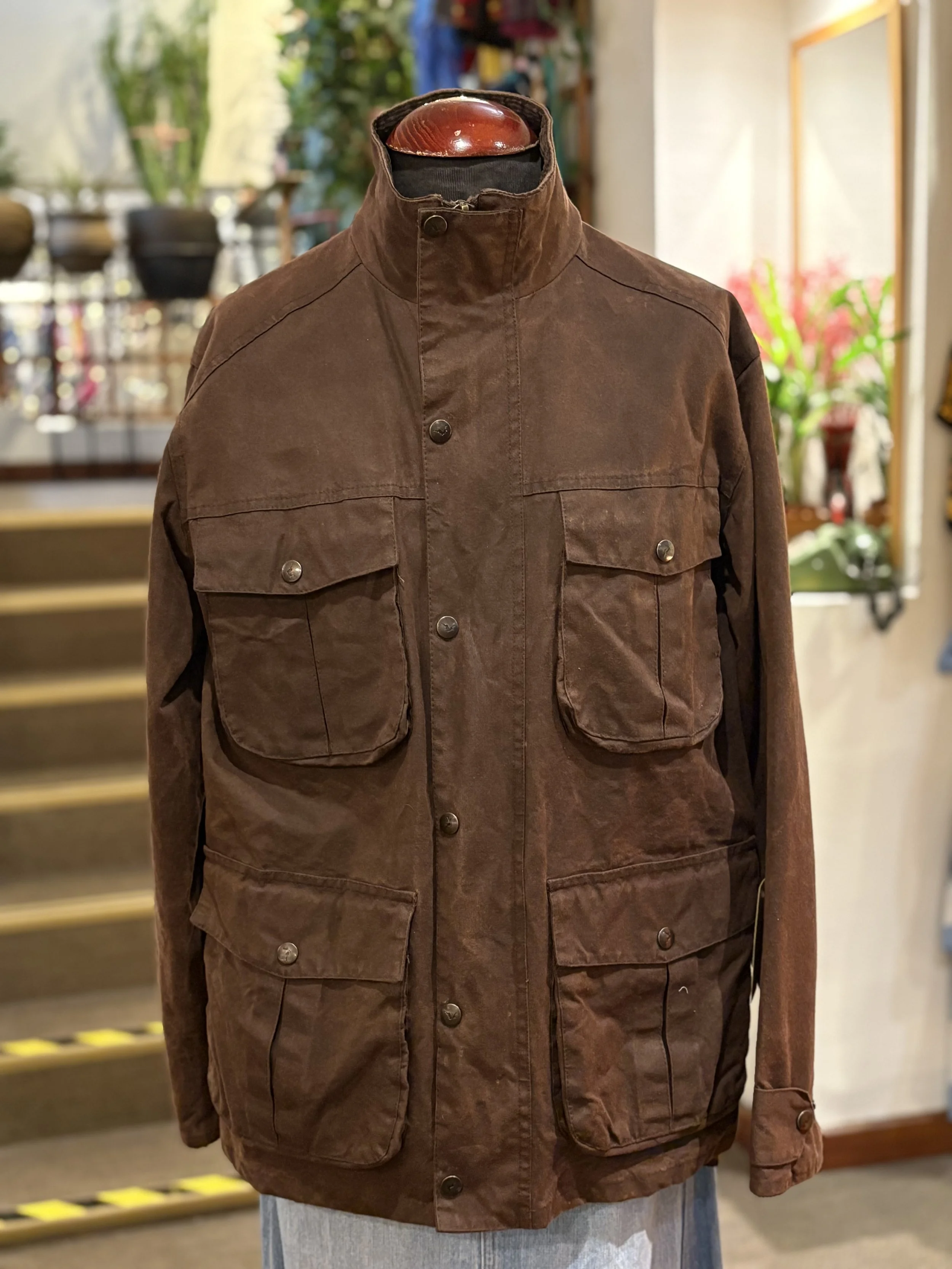 Chaqueta vintage encerada color marron años 2000 made in england