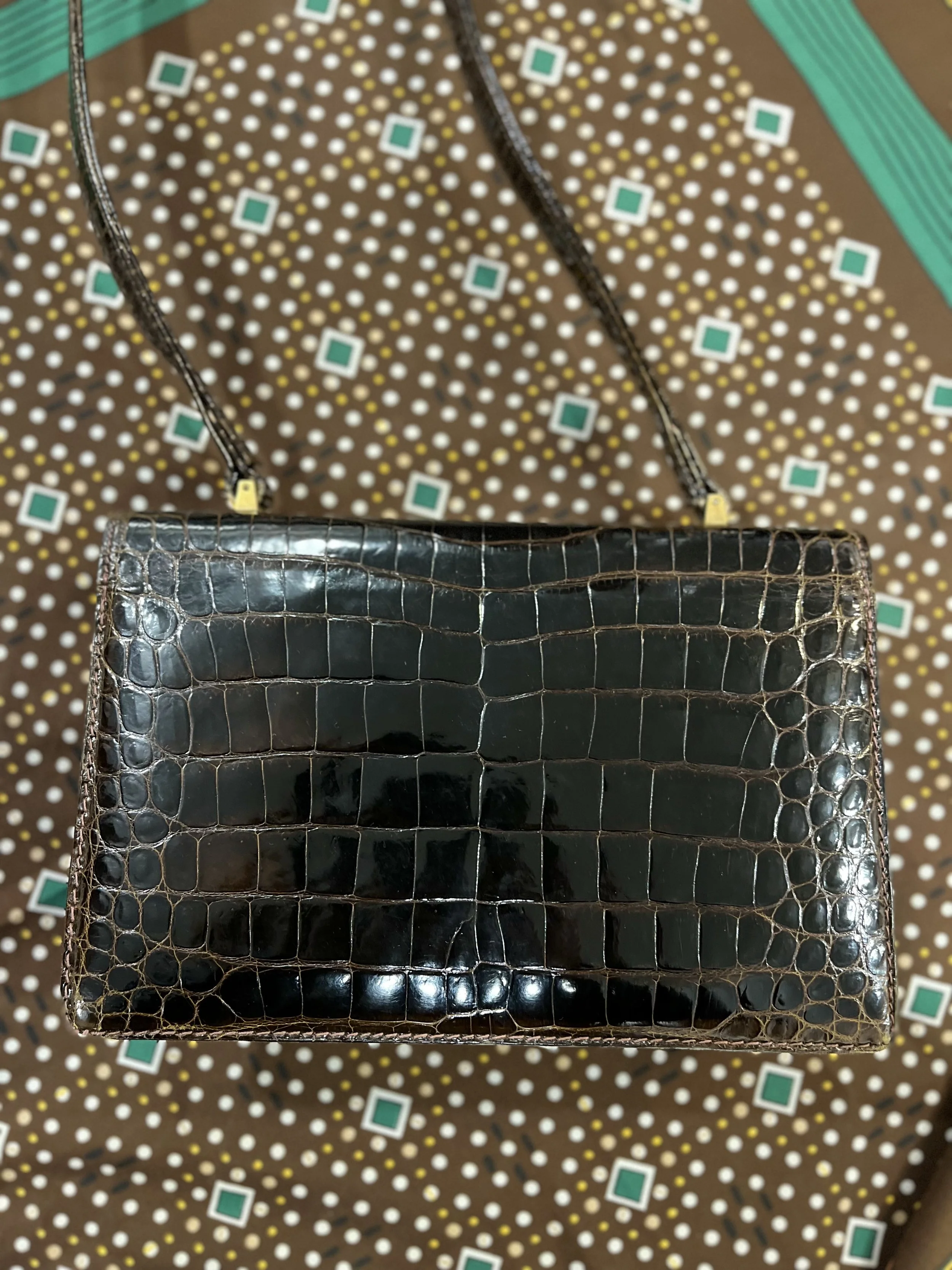 Bolso vintage de piel de cocodrilo made in france años 60