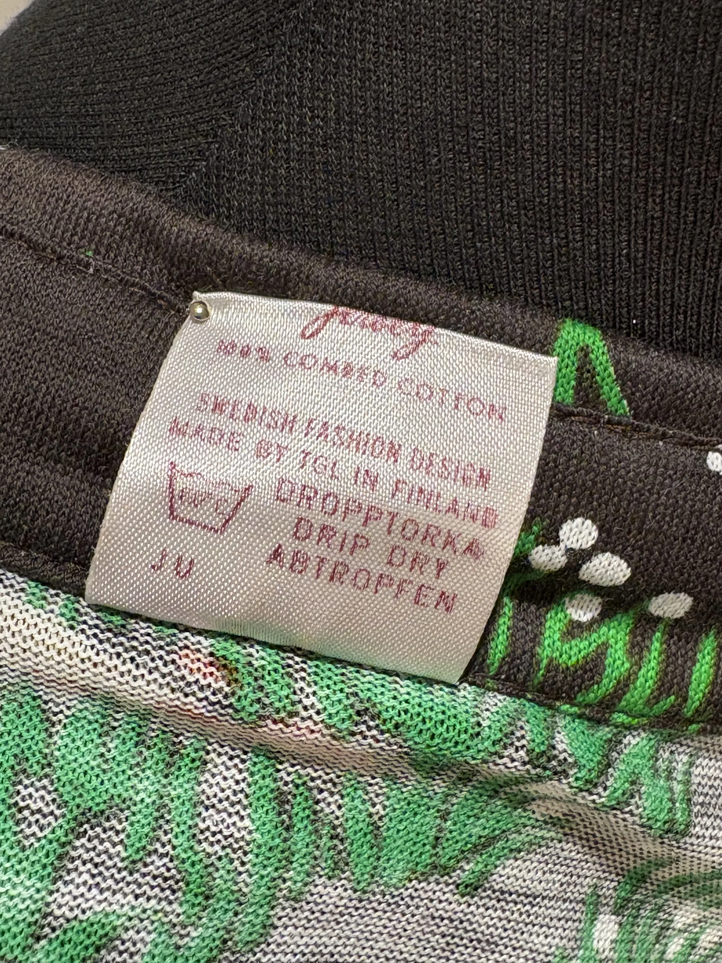 Camisa polera vintage TGL Stockholm años 70 estampado multicolor