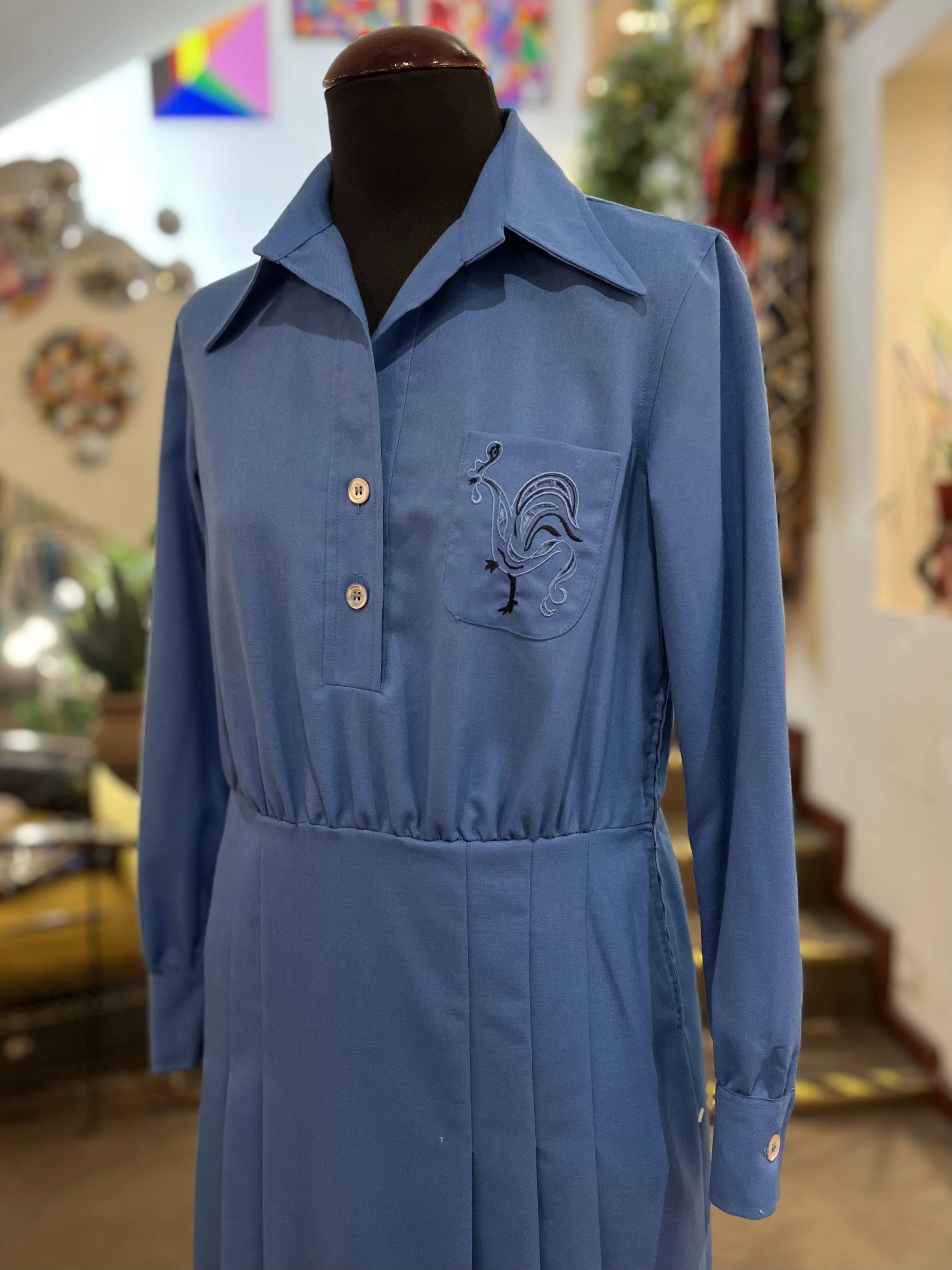 Vestido vintage azul años 70 made in italy