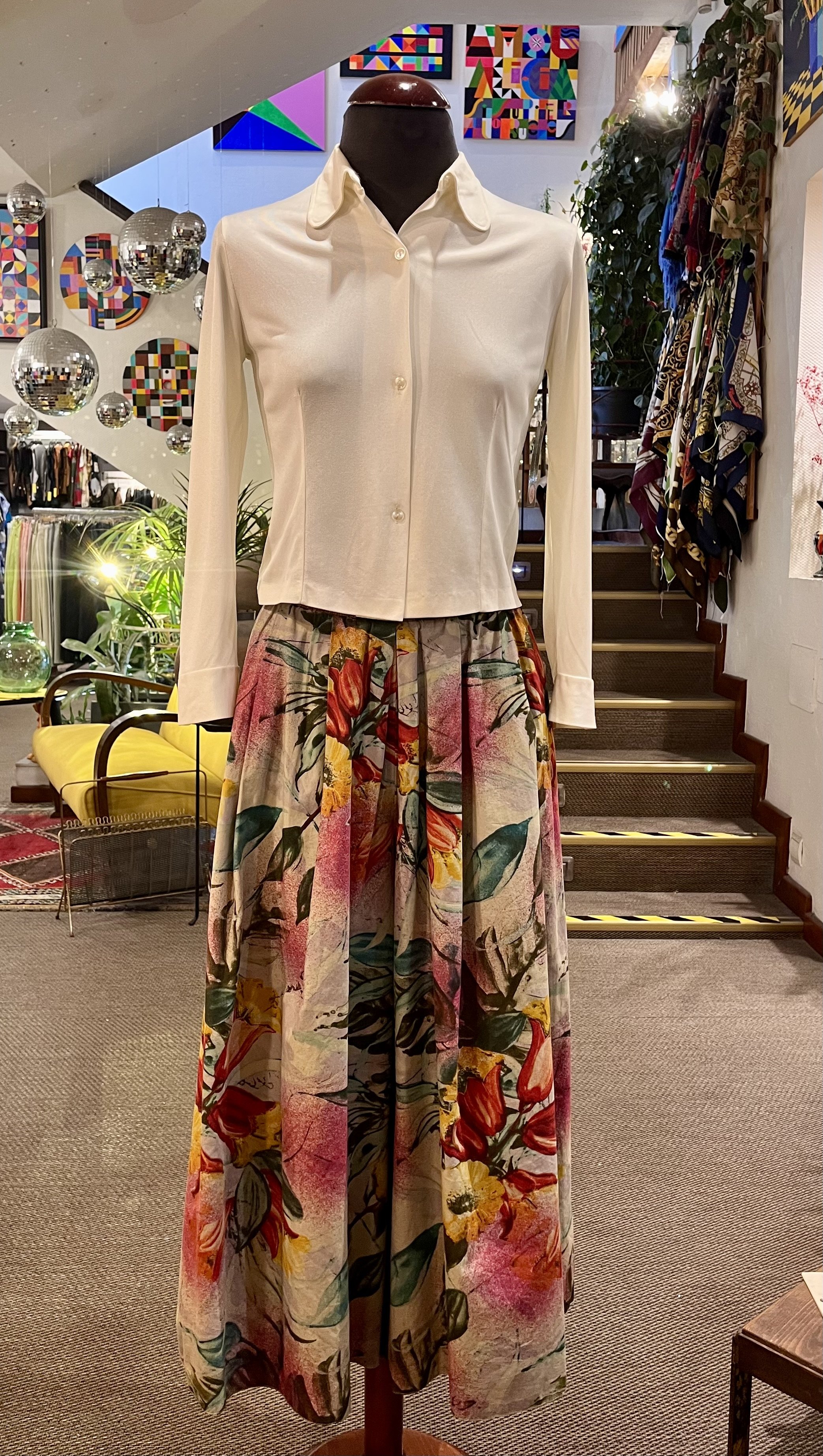 Falda pantalon años 80 multicolor