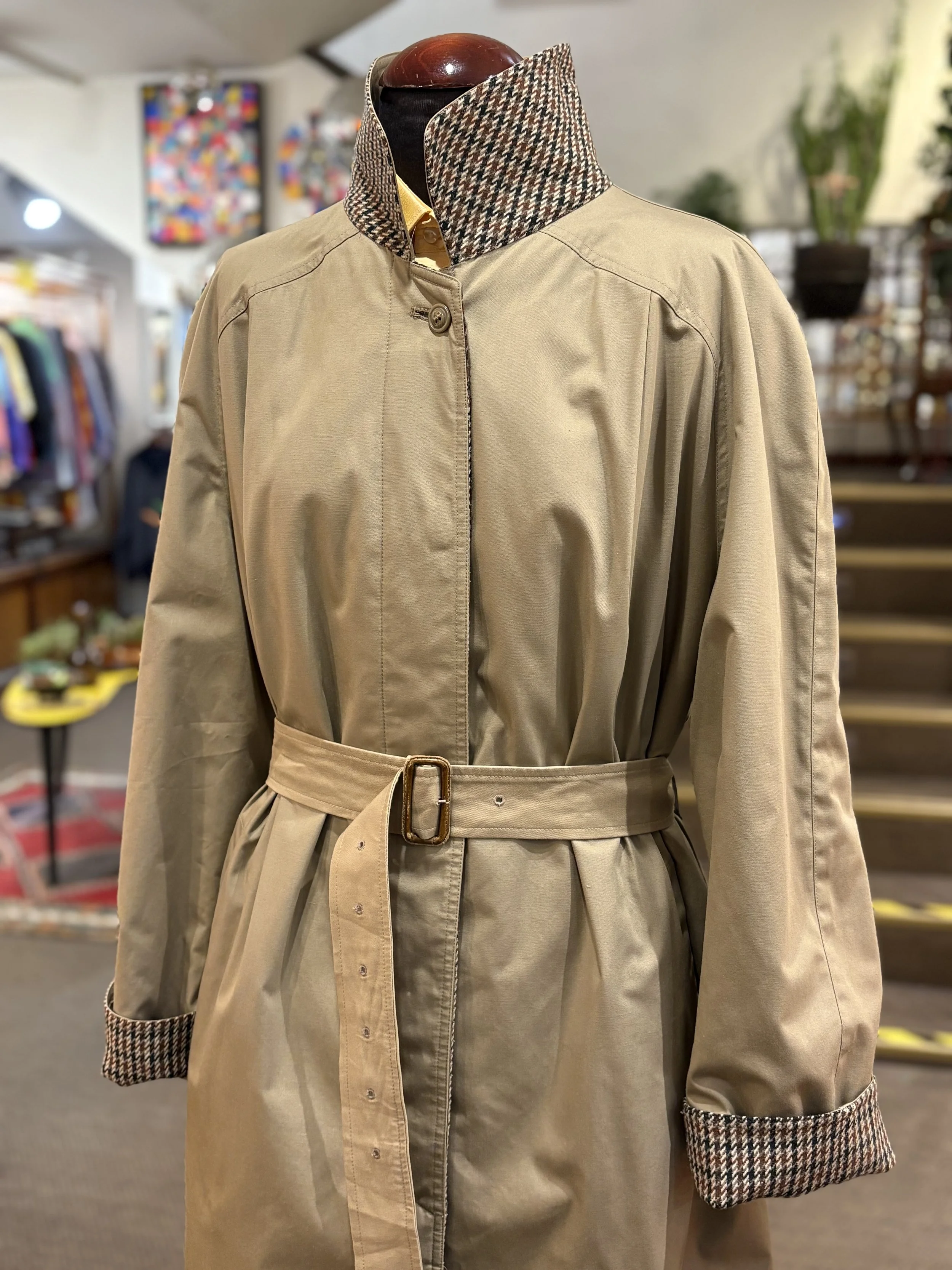 Gabardina vintage reversible made in intaly años 80