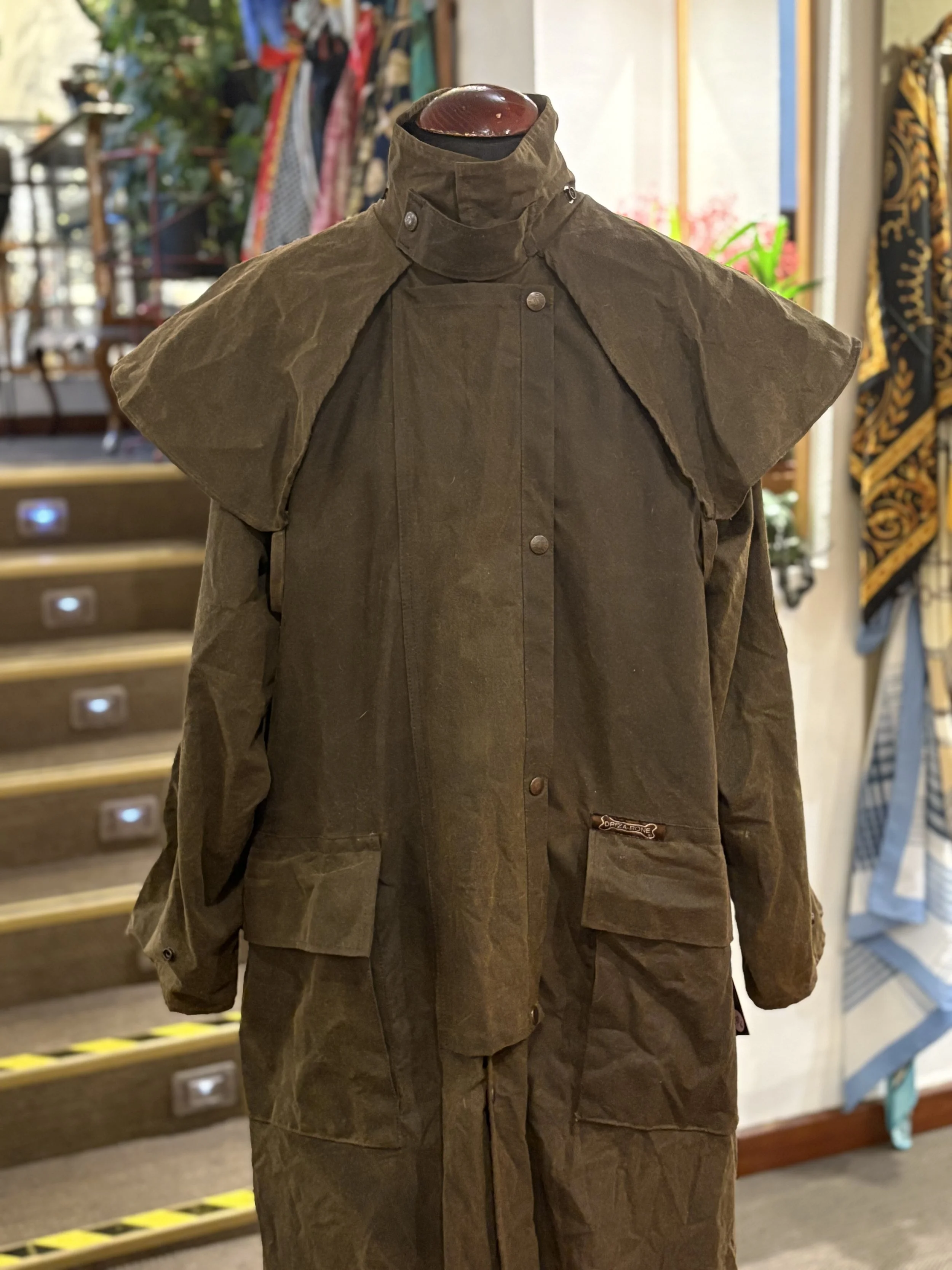 Chaqueta vintage larga encerada de Driza-Bone marrón oscuro años 90