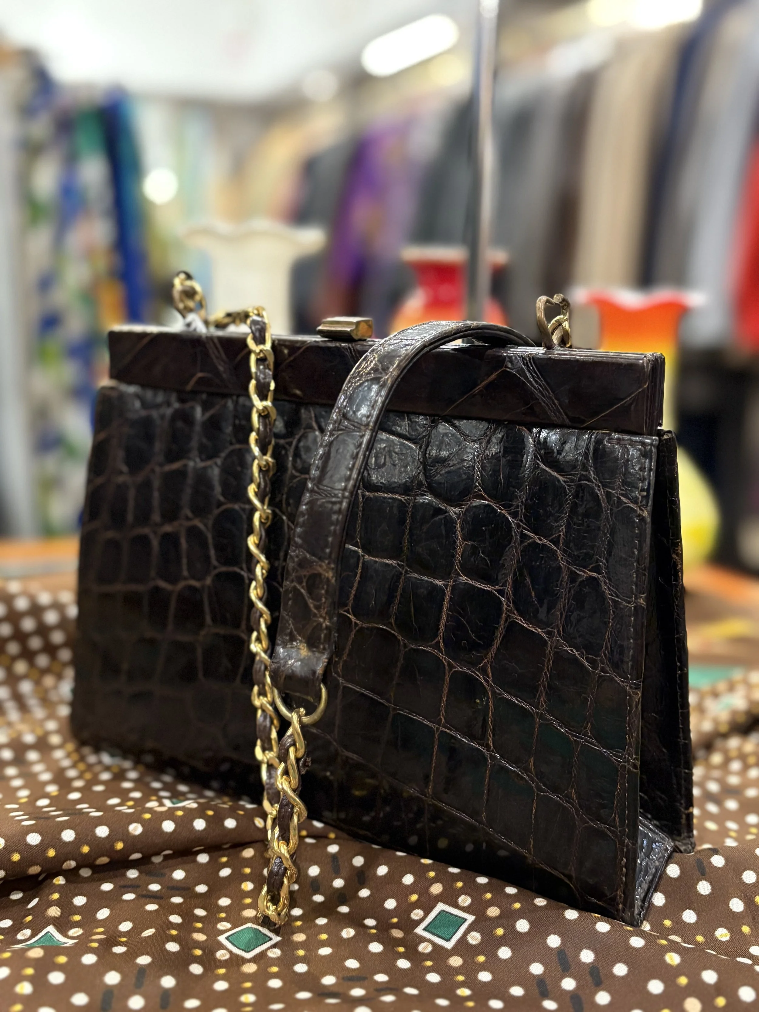 Bolso vintage de piel de cocodrilo años 50/60