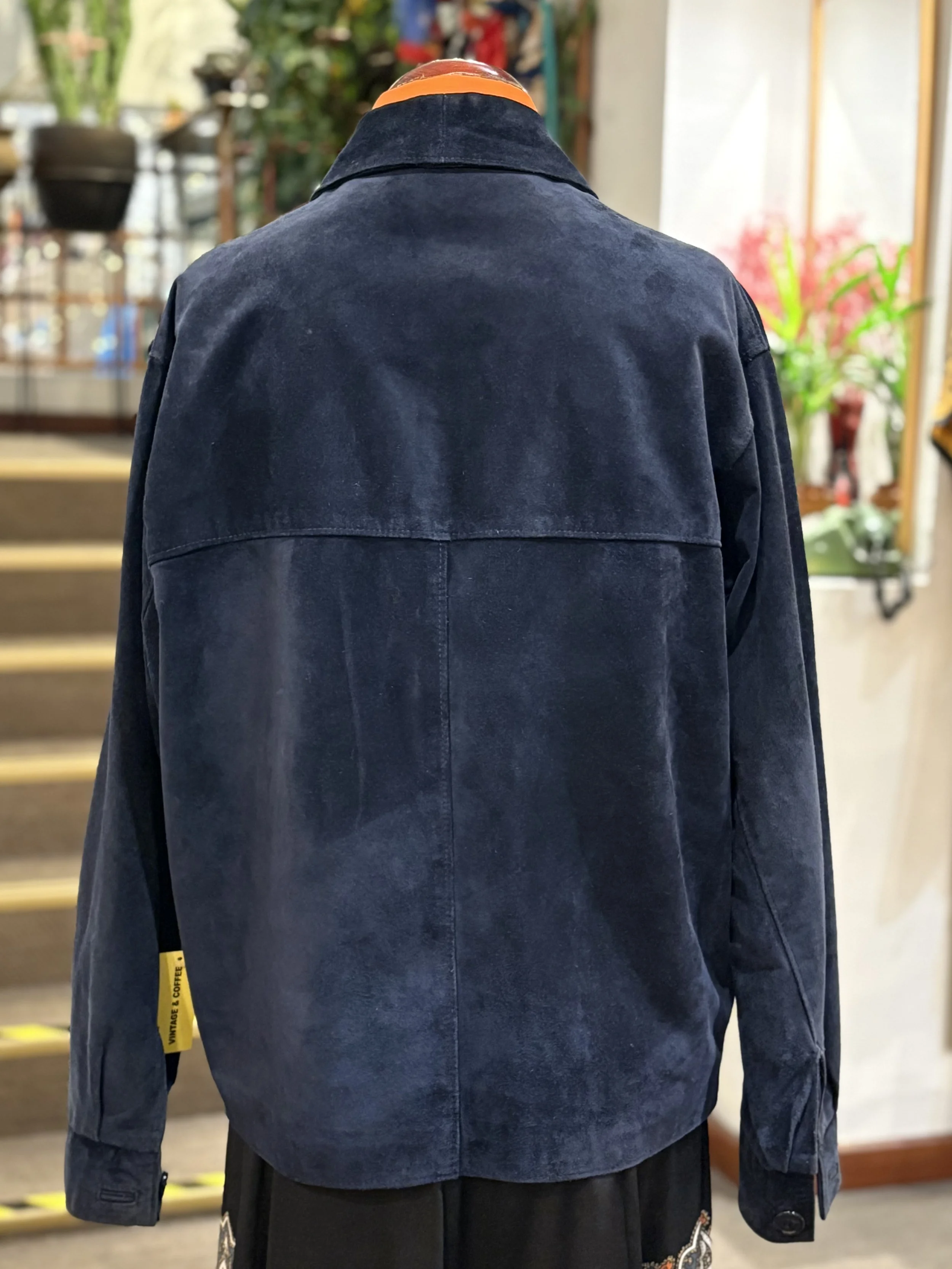 Chaqueta vintage de ante color azul noche años 80/90 made in italy suede jacket night blue