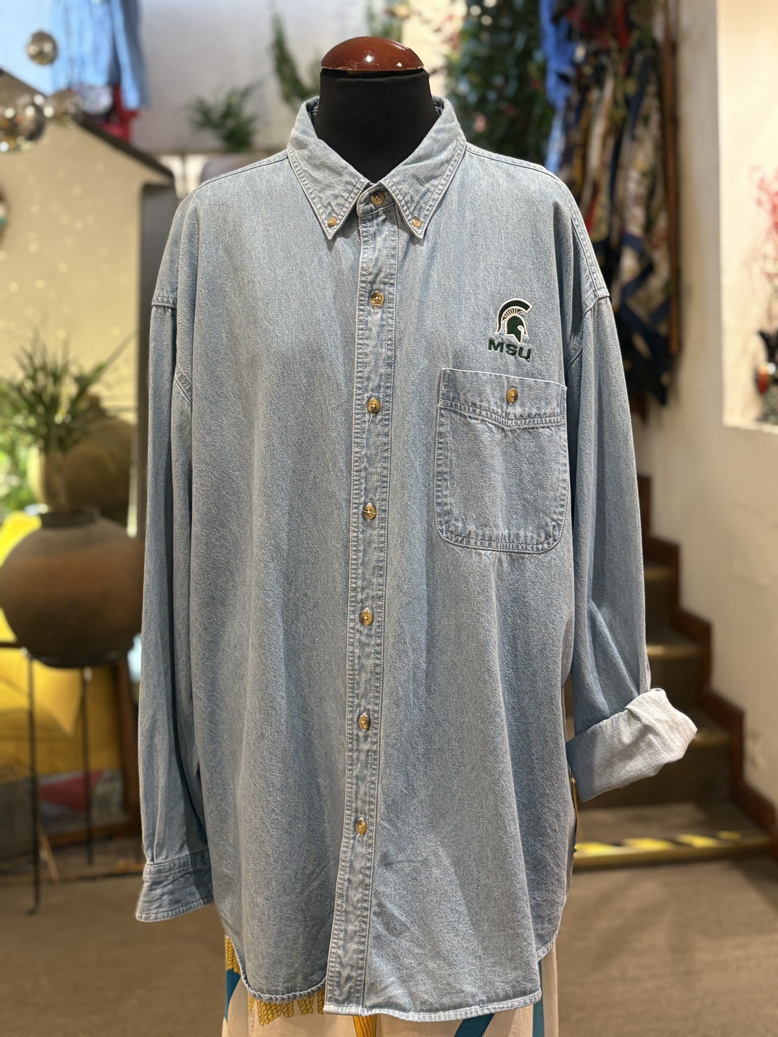 Camisa vintage vaquera de Lee Michigan State Spartans