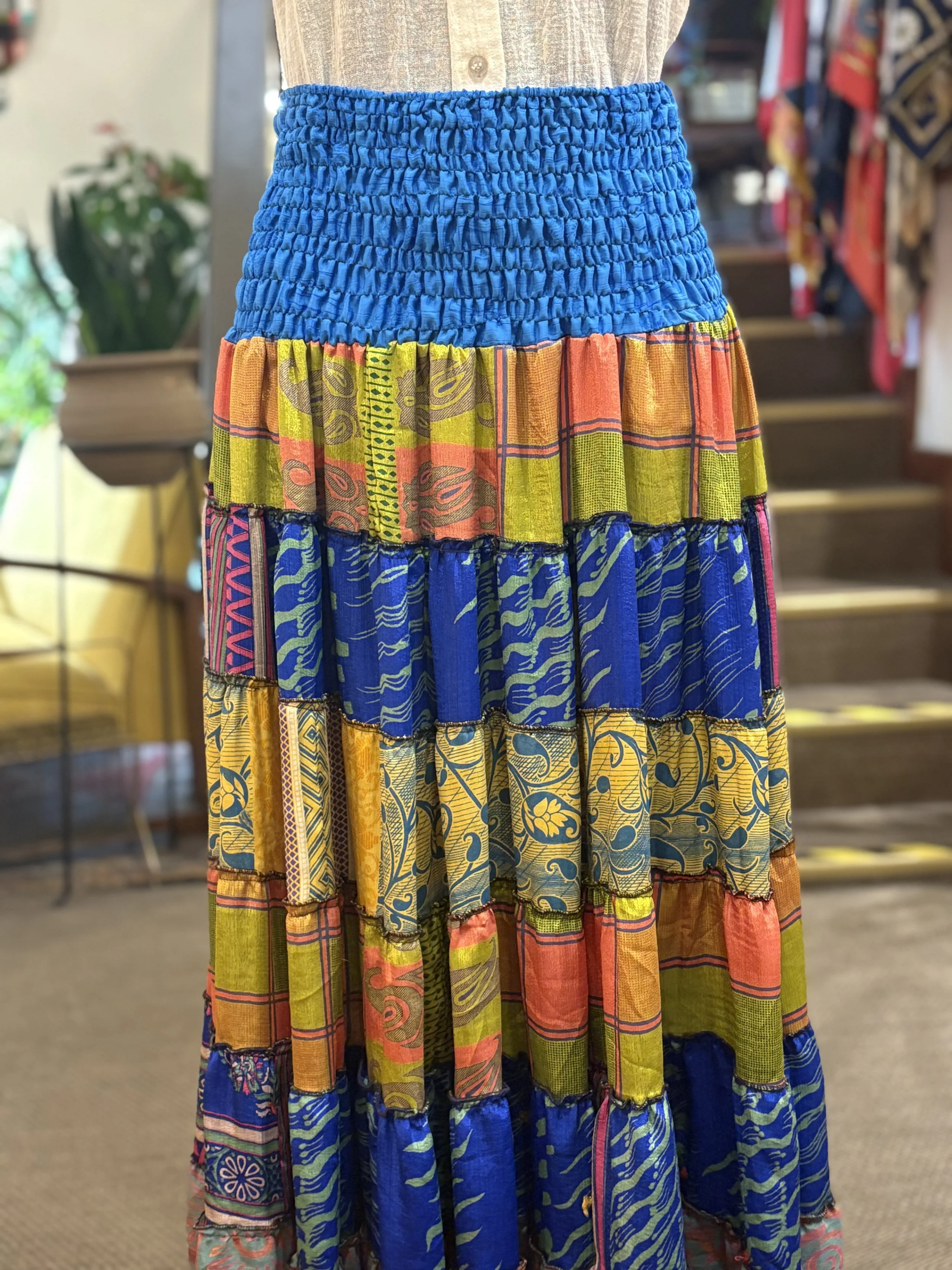 Falda vintage maxi años 90 multicolor