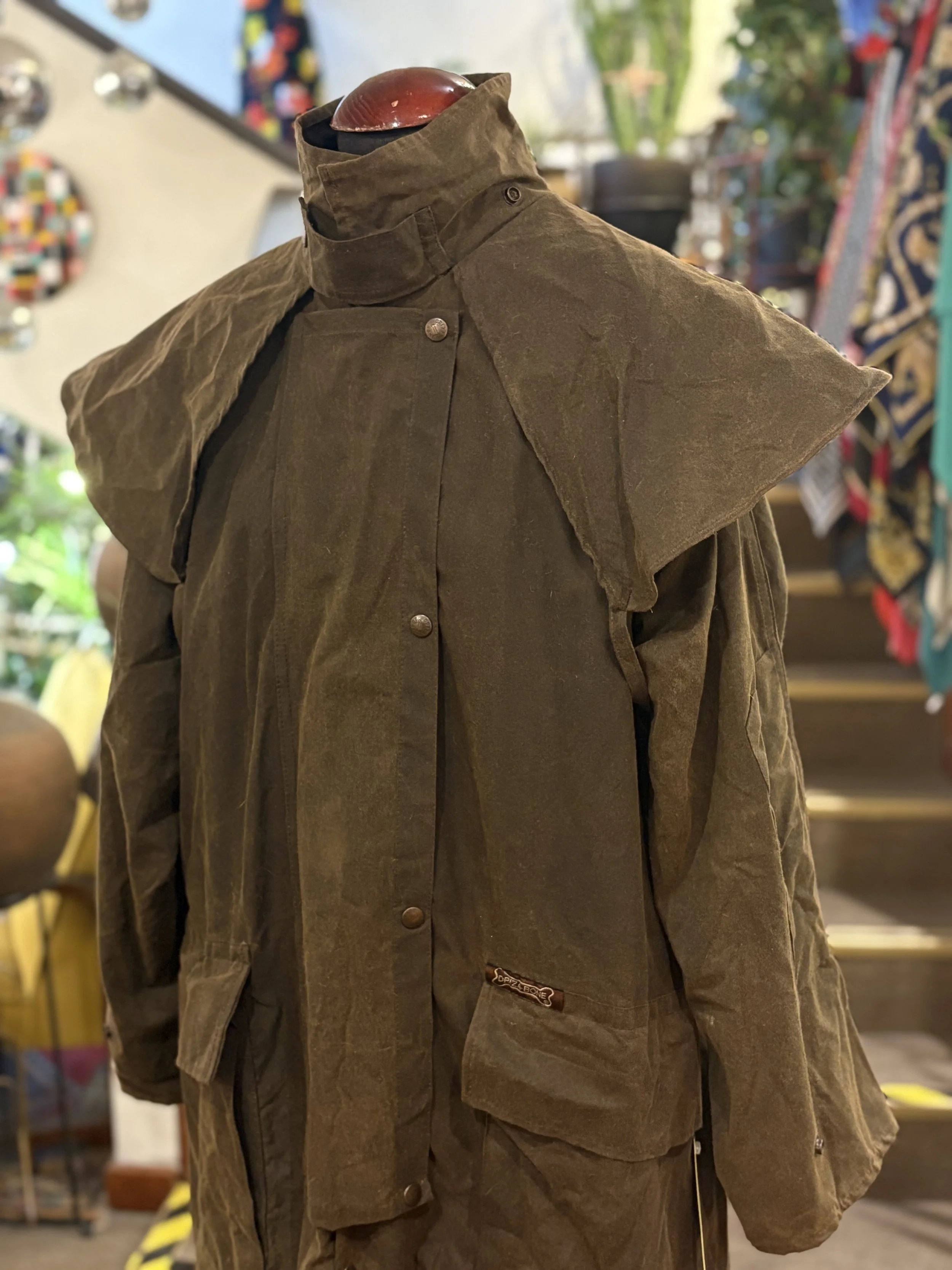 Chaqueta vintage larga encerada de Driza-Bone marrón oscuro años 90