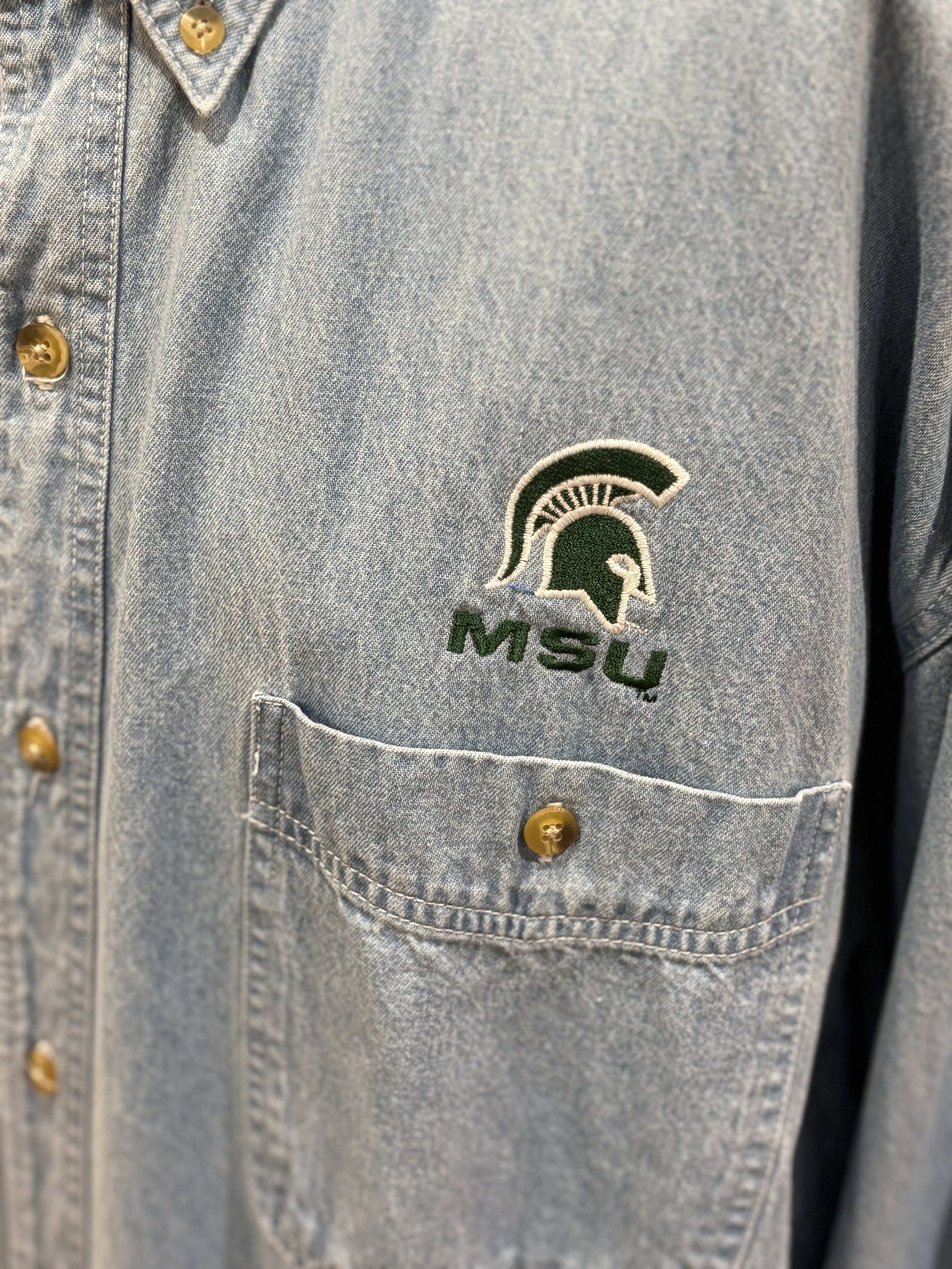 Camisa vintage vaquera de Lee Michigan State Spartans