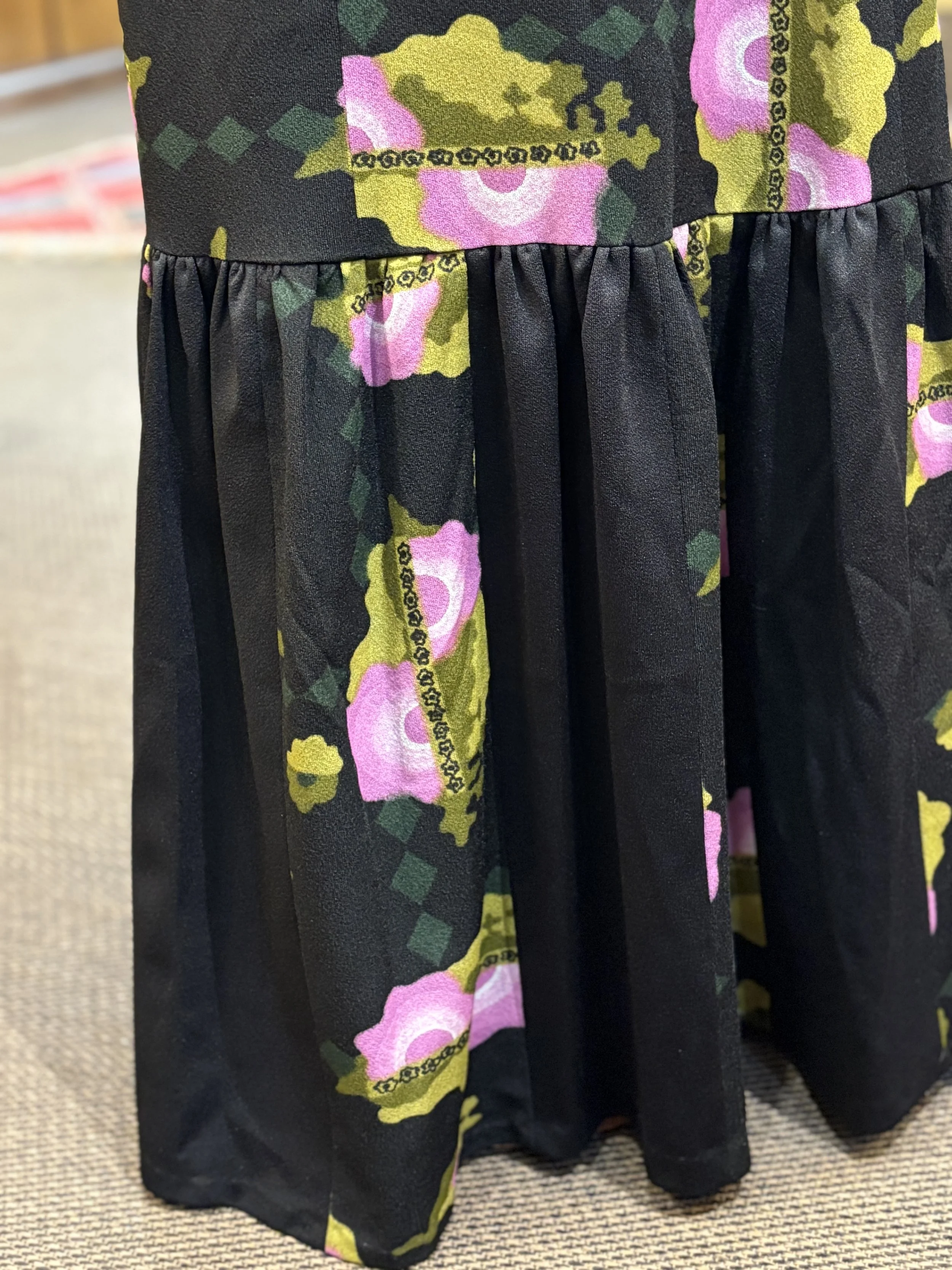 Falda vintage maxi años 70 estampado floral