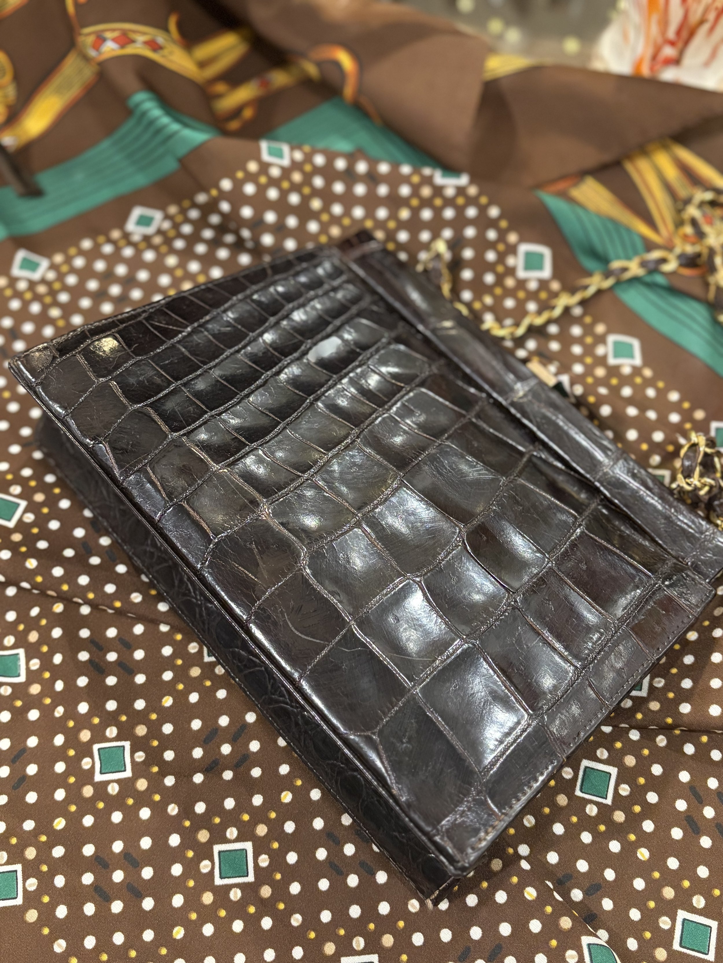 Bolso vintage de piel de cocodrilo años 50/60