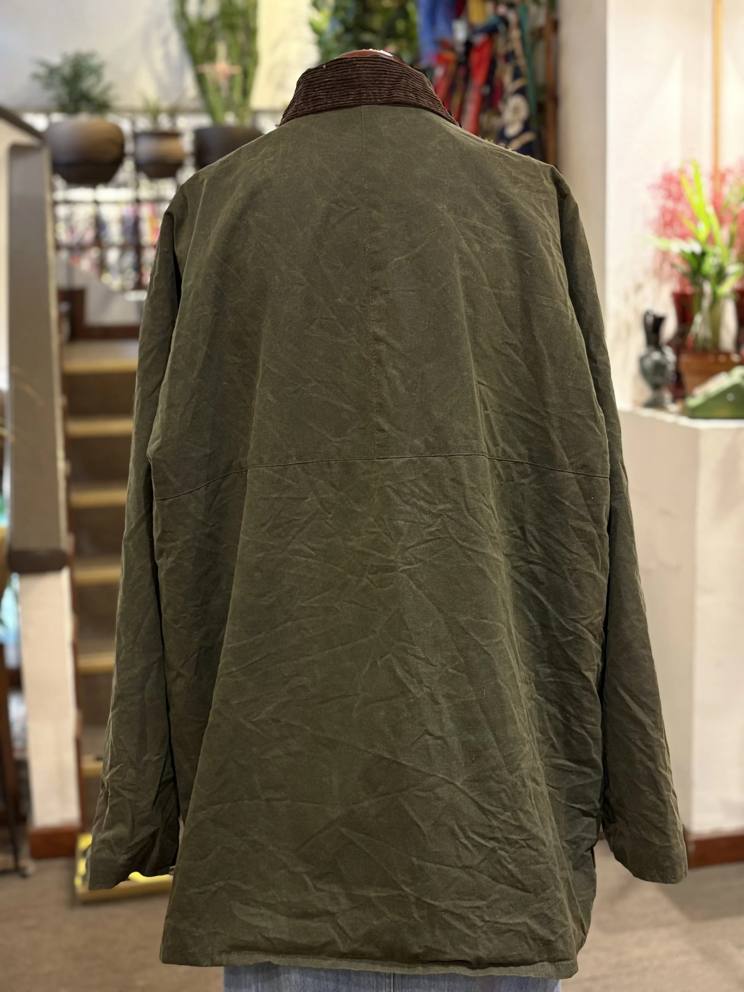 Chaqueta vintage encerada años 90 verde oscuro wax coats