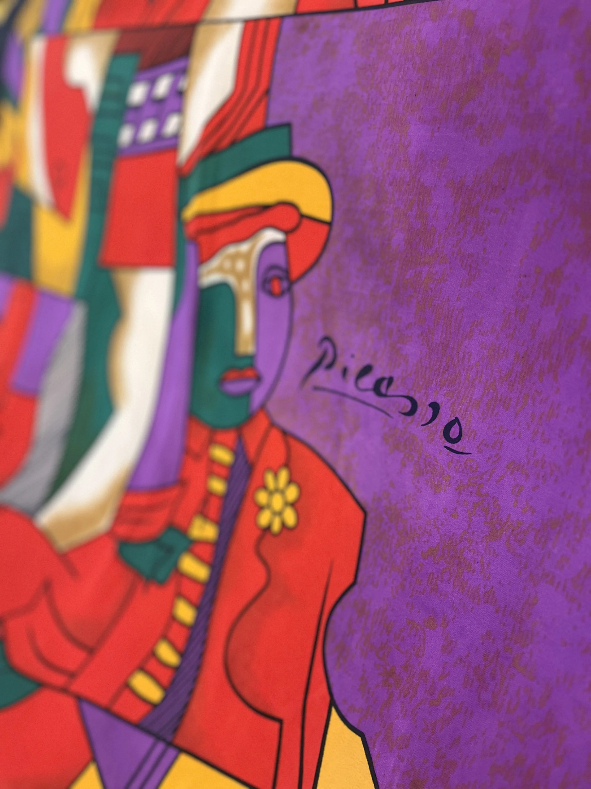 Pañuelo vintage de poliester de Picasso años 80