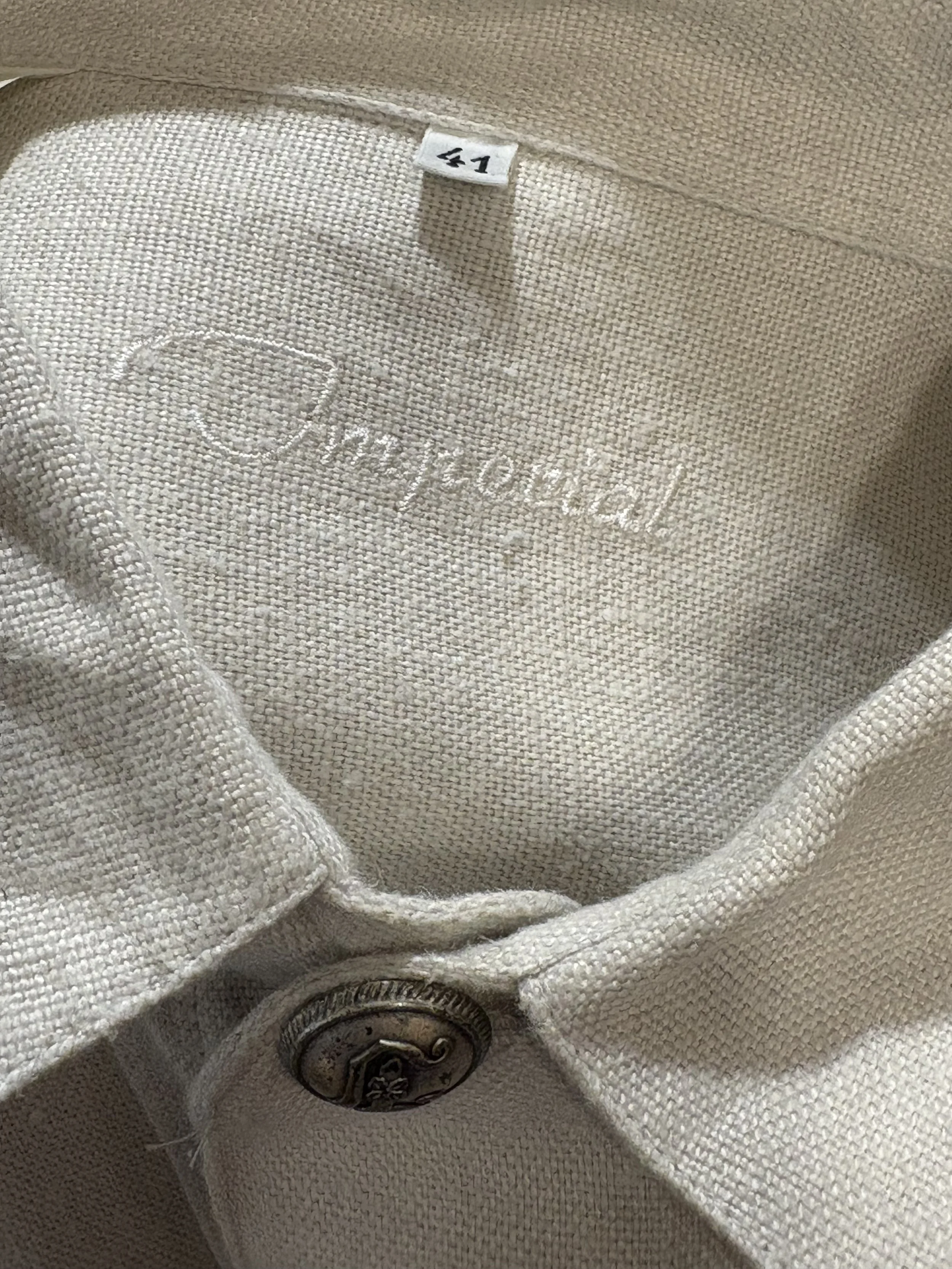 Camisa vintage tirolesa de Imperial camisa 100% lino tono beige
