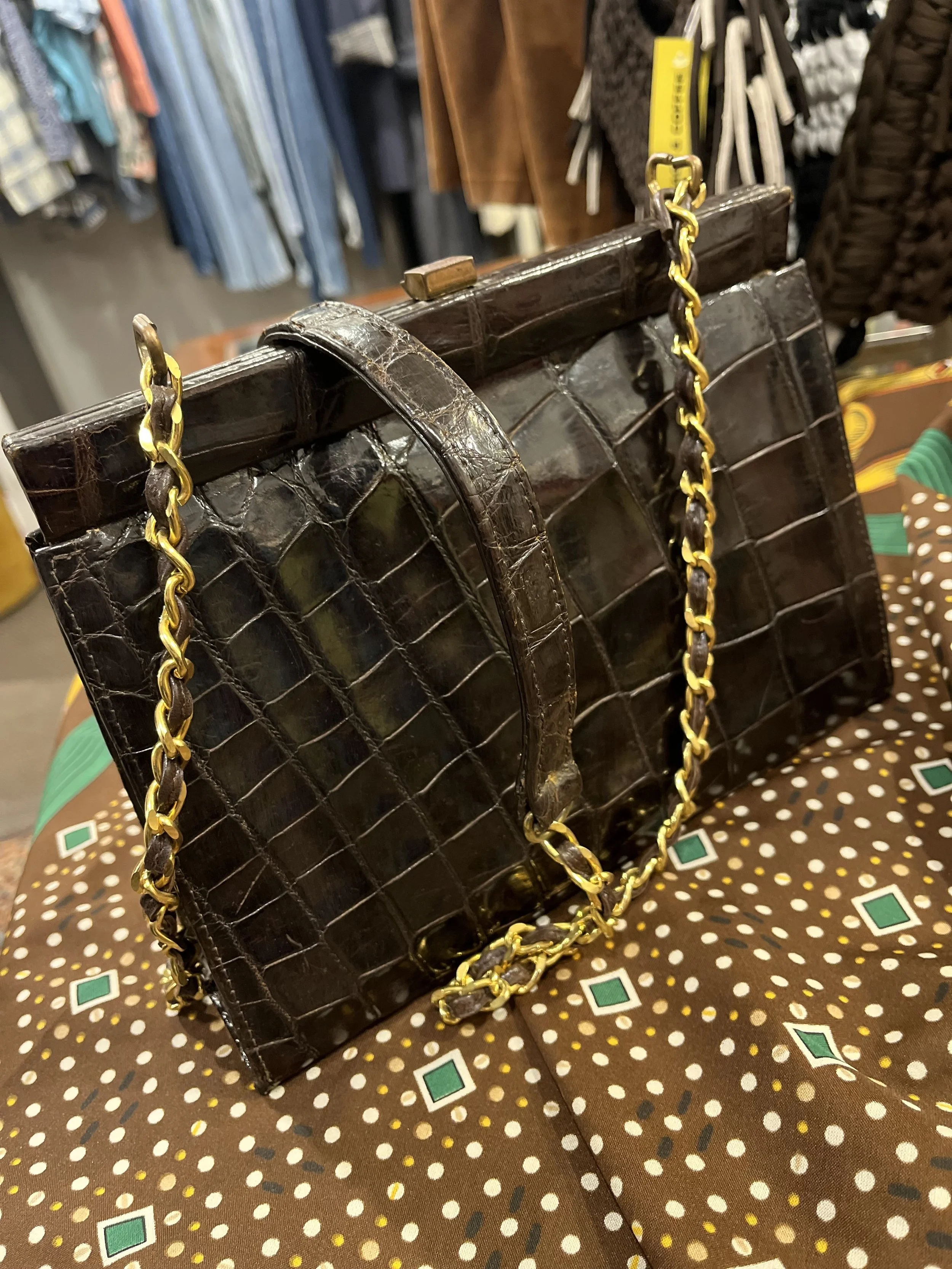 Bolso vintage de piel de cocodrilo años 50/60