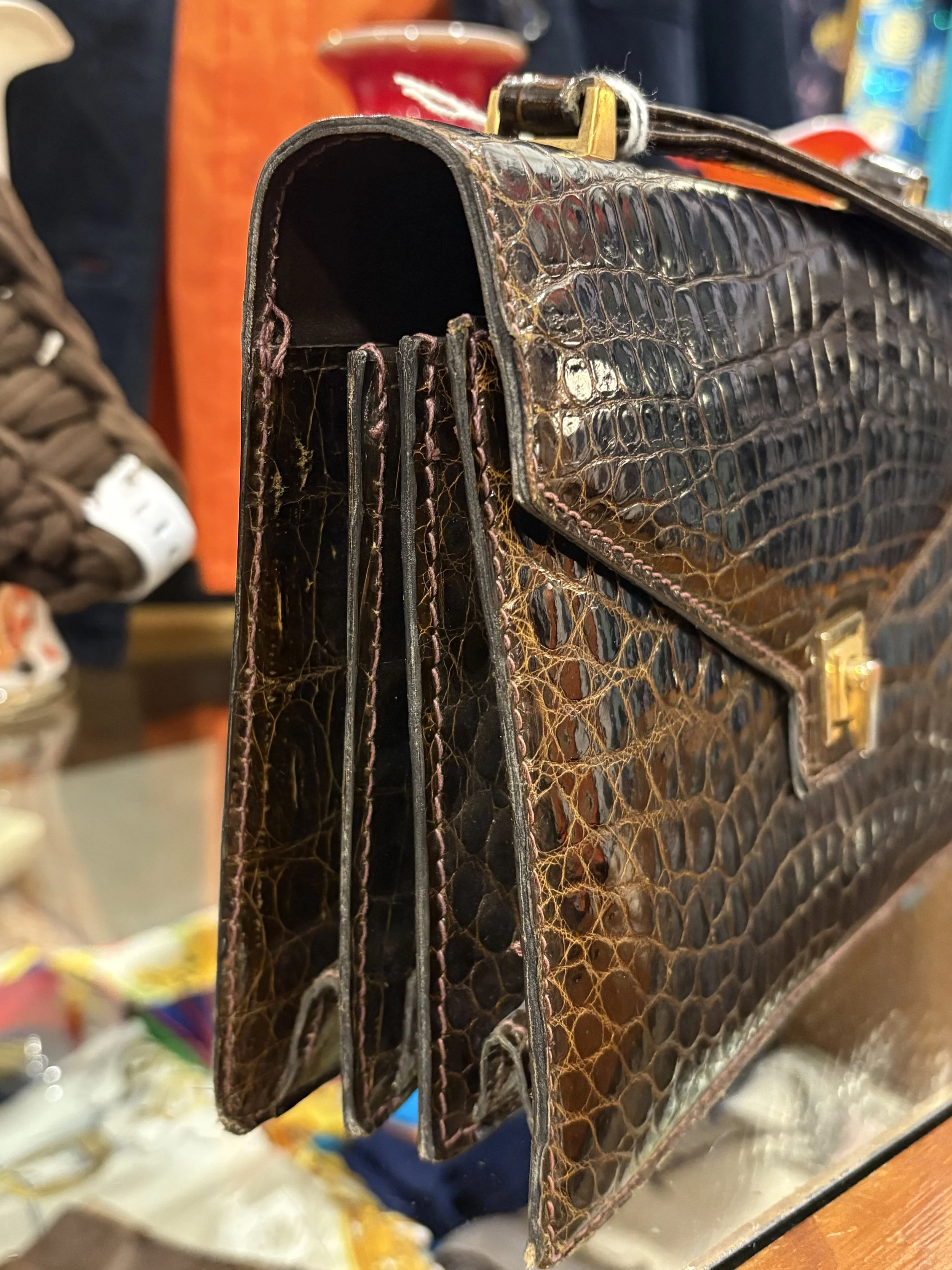 Bolso vintage de piel de cocodrilo made in france años 60