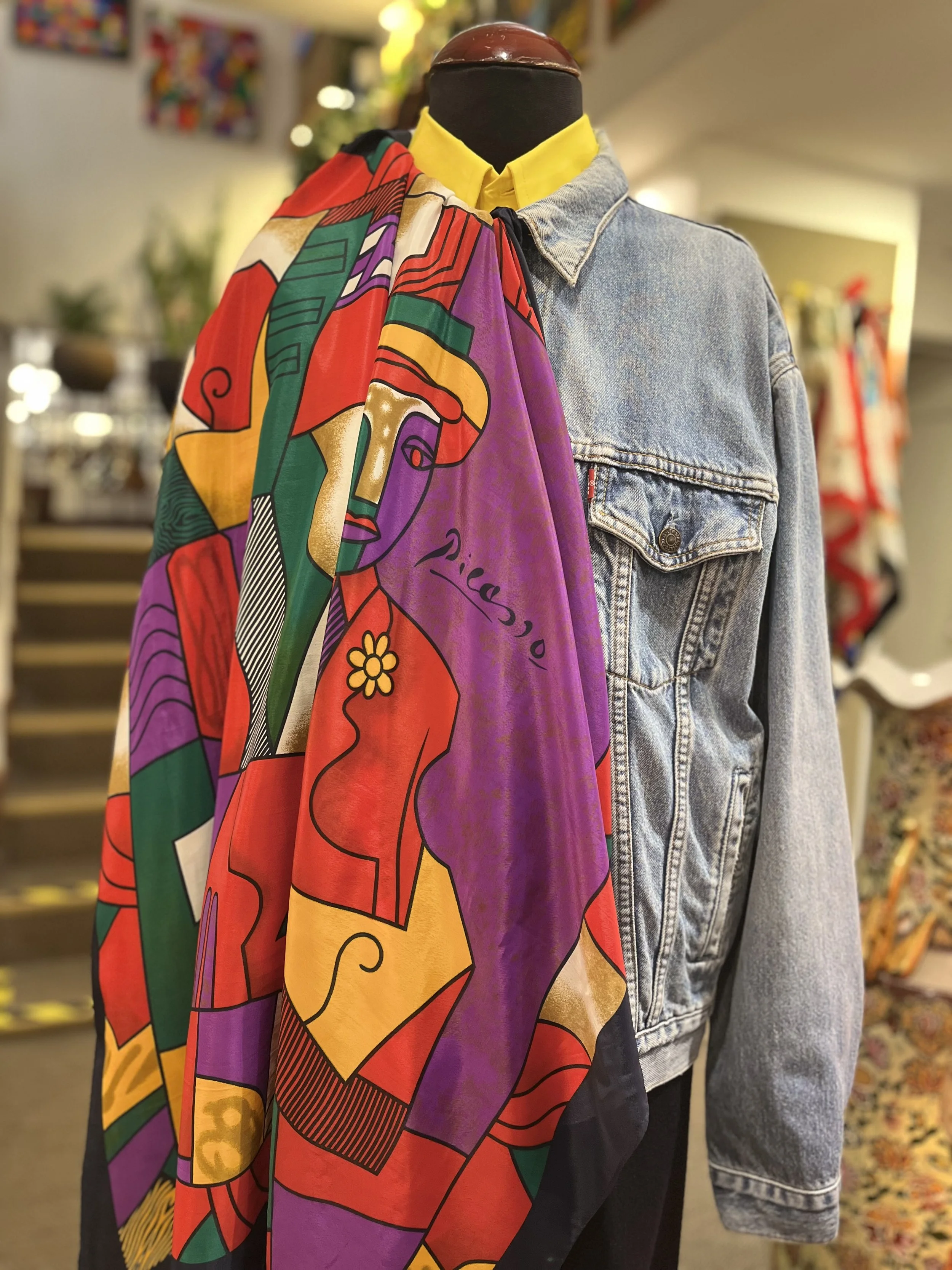 Pañuelo vintage de poliester de Picasso años 80