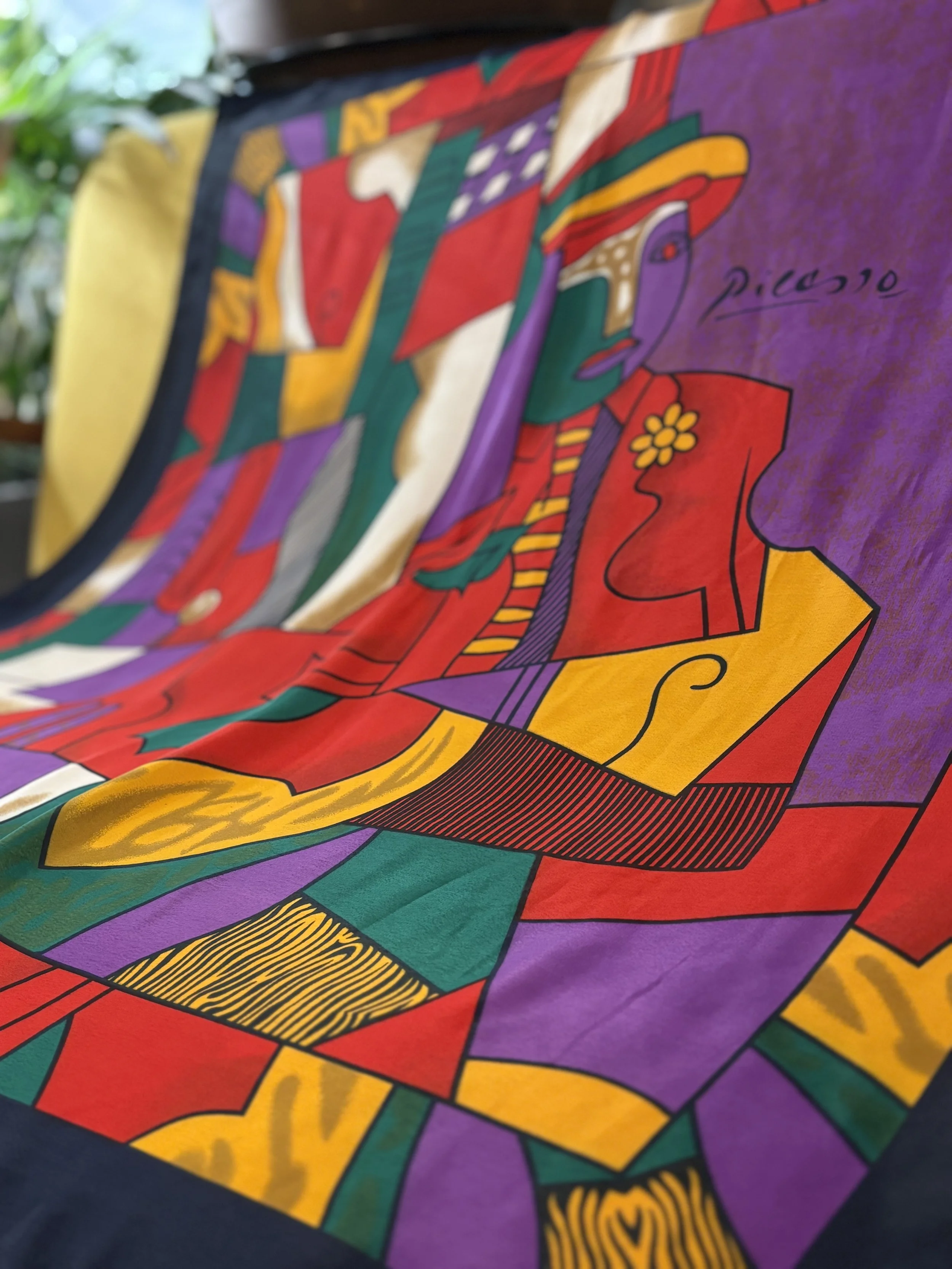 Pañuelo vintage de poliester de Picasso años 80