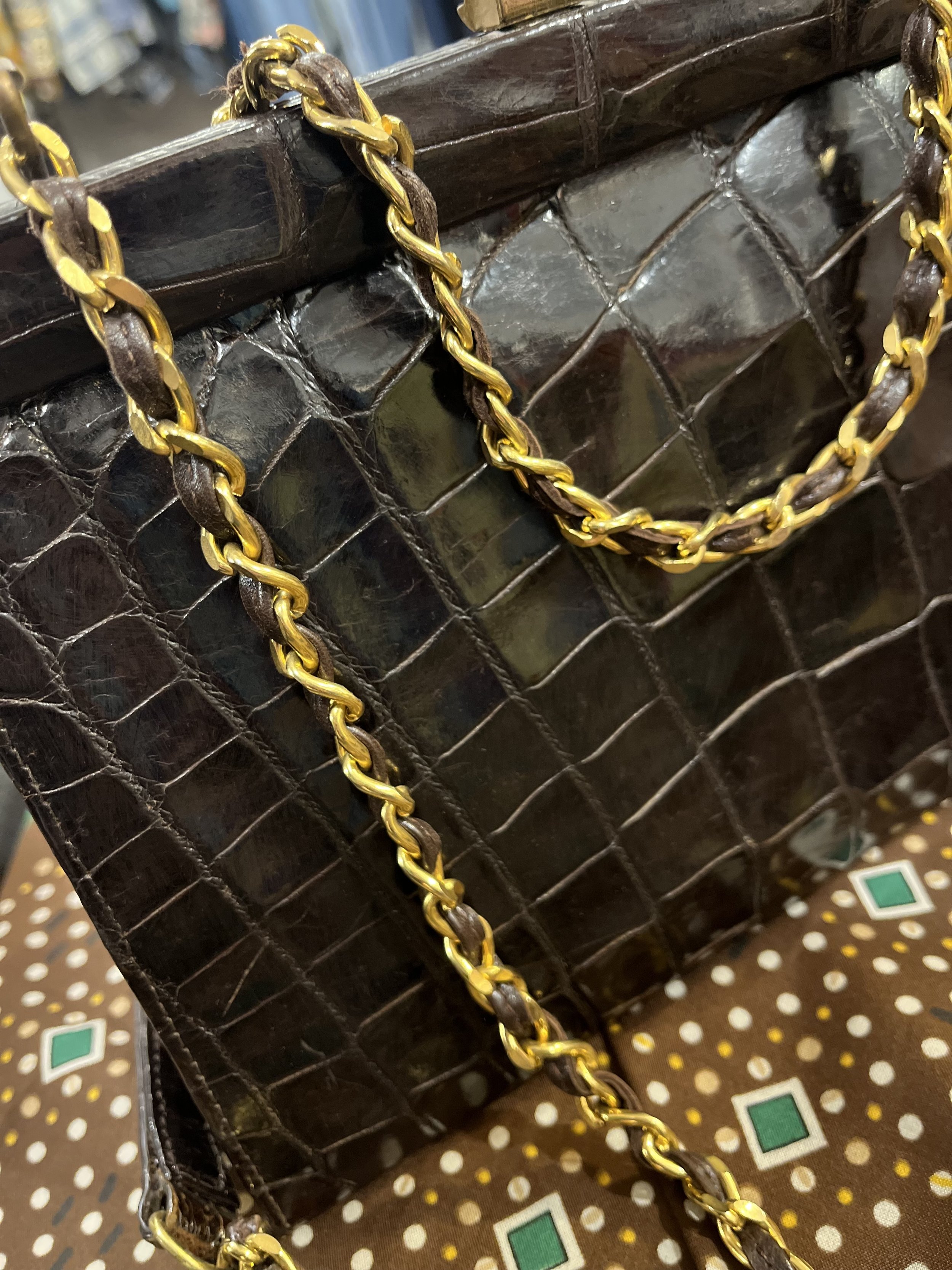 Bolso vintage de piel de cocodrilo años 50/60