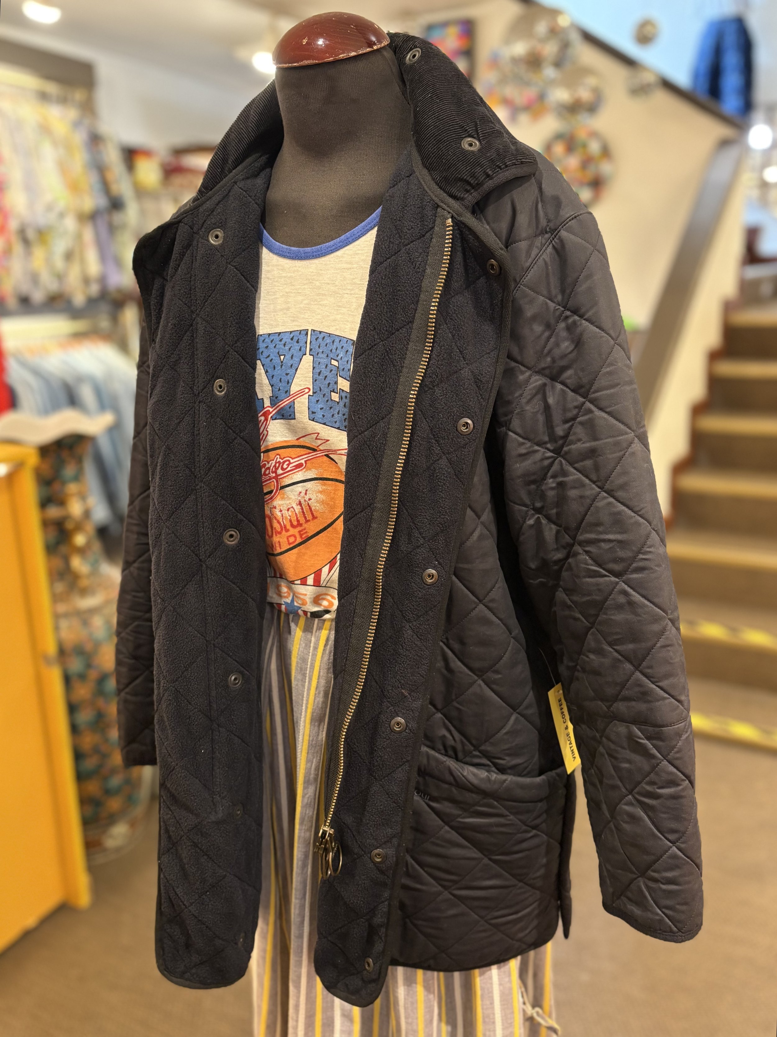 Chaqueta vintage acolchada de Barbour polar quilt color negro quilted jacket barbour