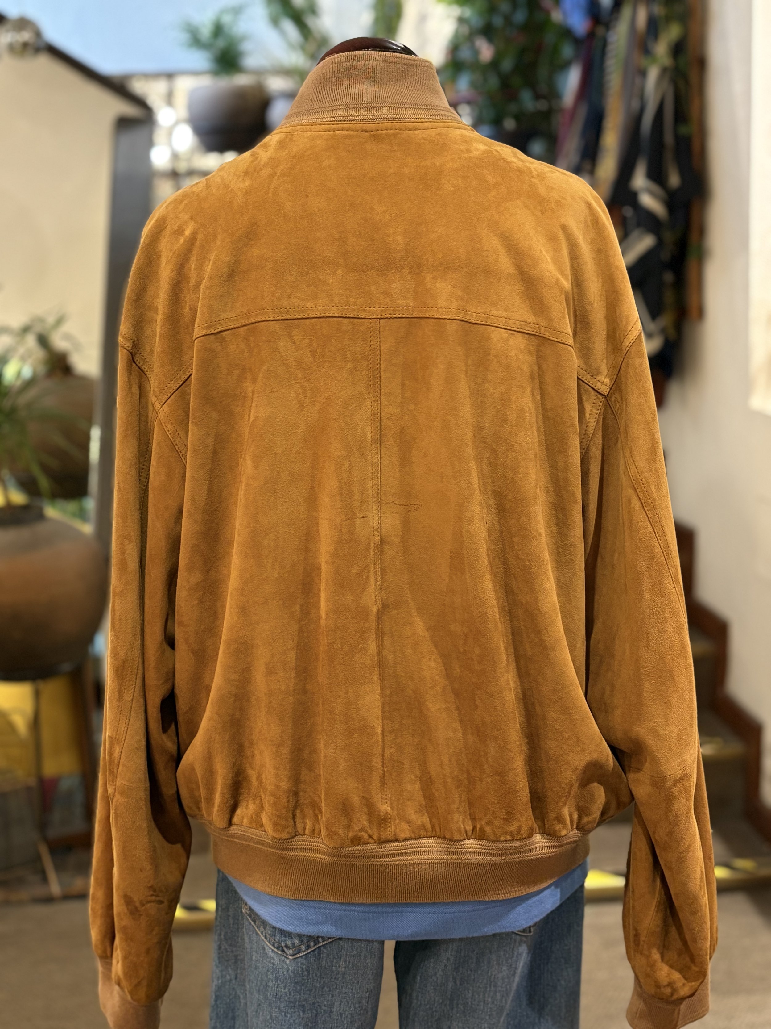 Chaqueta vintage artesana de ante sude jacket vintage parte posterior